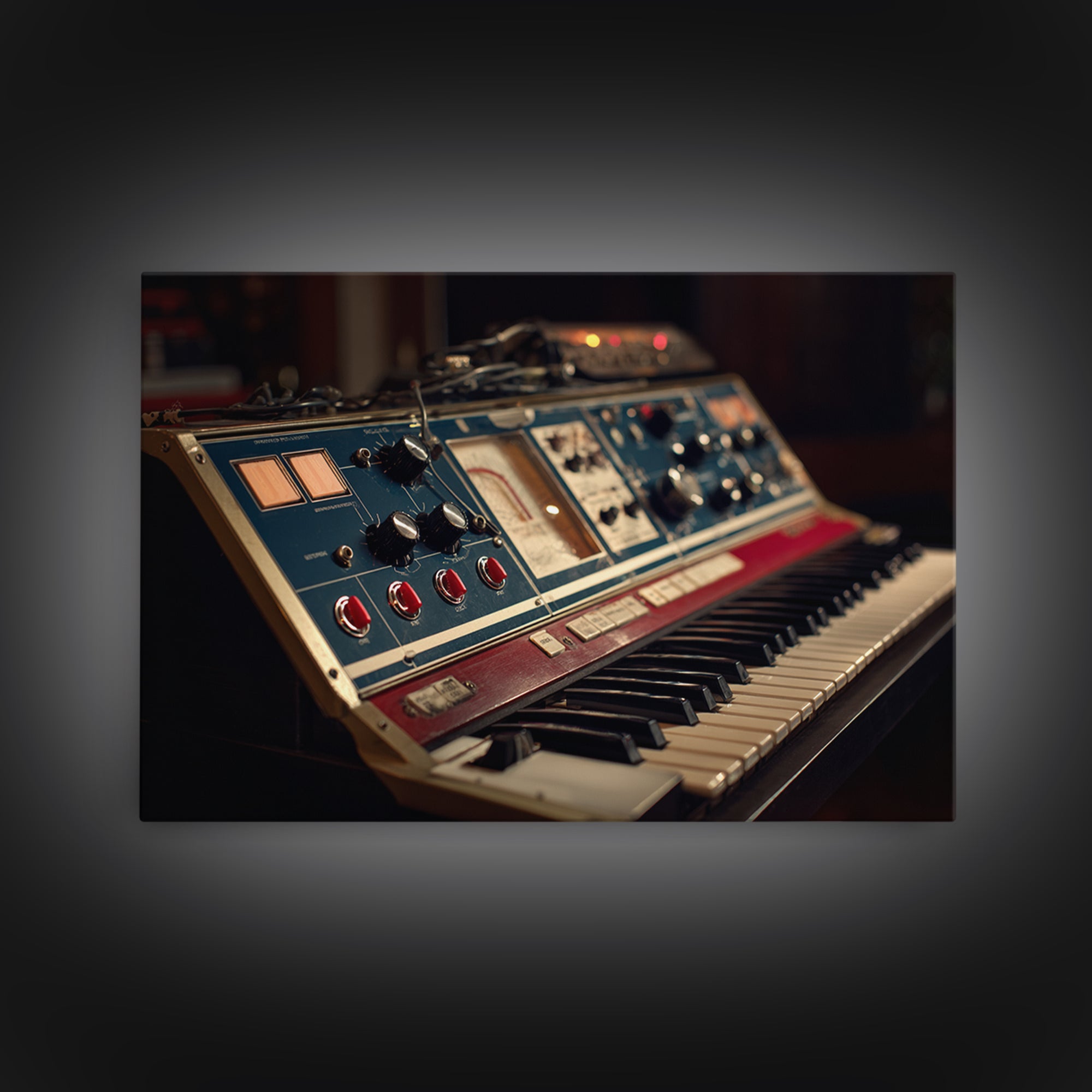 Analog Synthesizer Knobs and Cables Canvas Print, Recording Studio Art, Youtube Studio Decor, Studio Decor, Oil Painting, RSA-3x2-89