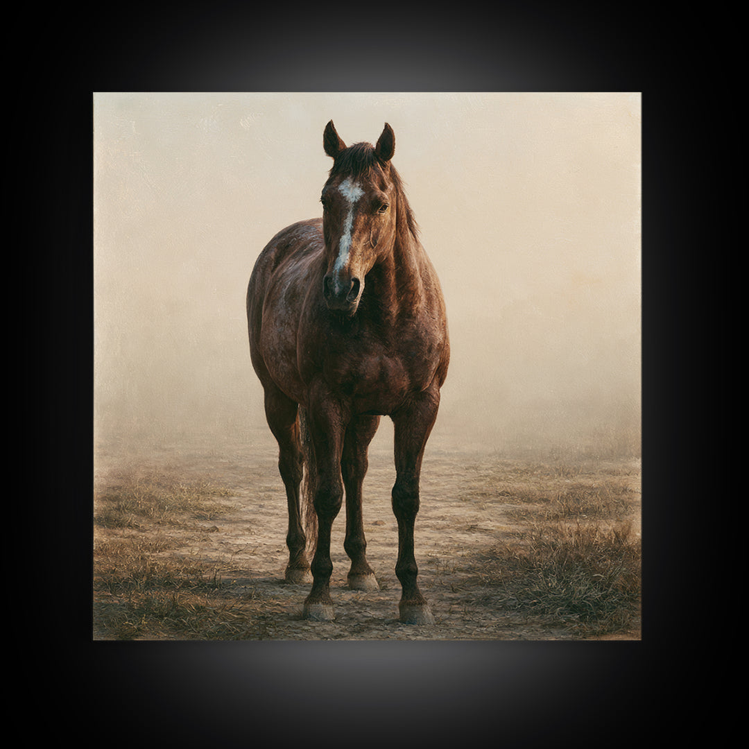 Brown Horse Portrait Canvas Print, Rustic Art, Room Decor, Farmhouse Decor, Fine Art, Rustic, Oil Painting, Digital Print, RUS-1x1-77