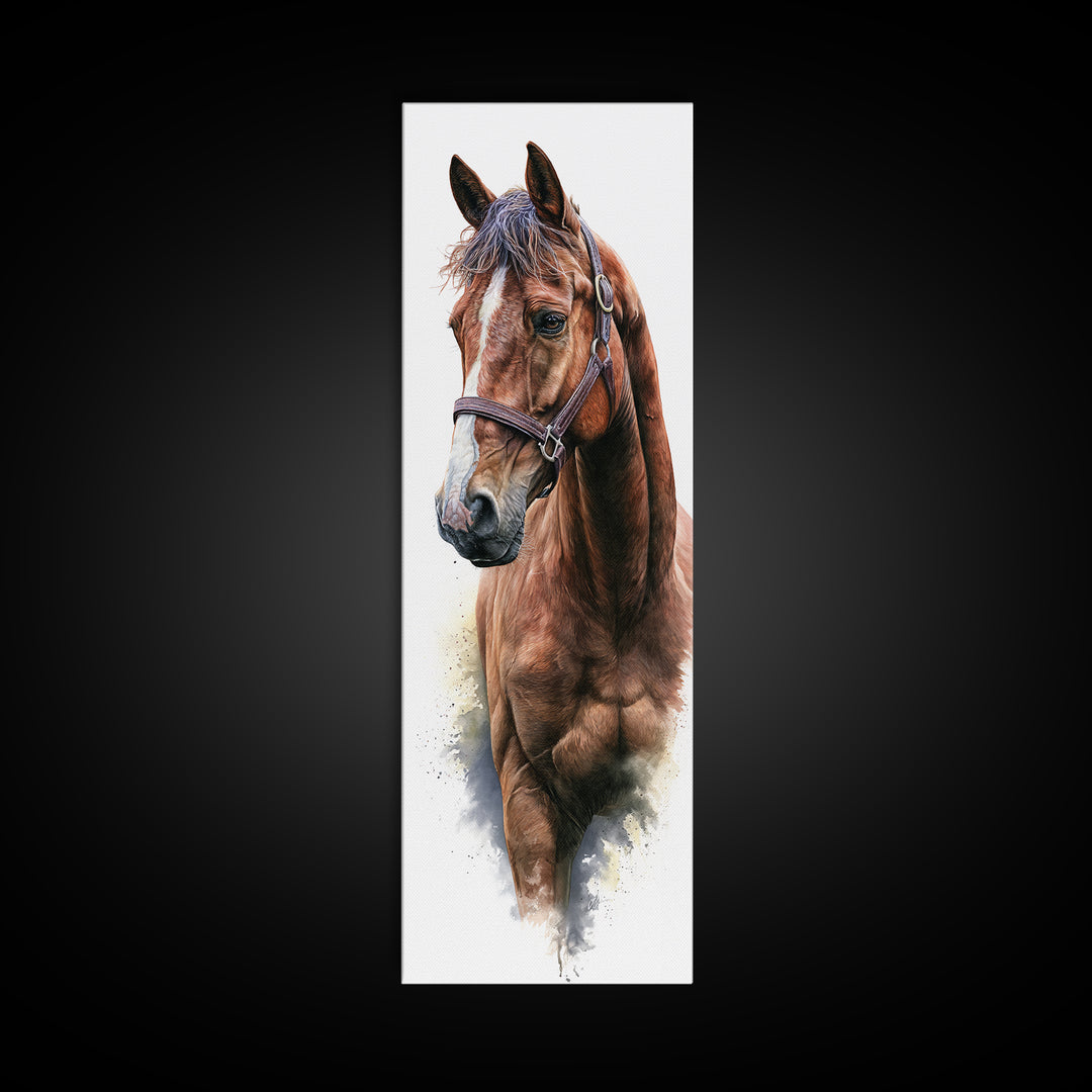 Brown Horse Portrait Canvas Print, Rustic Art, Room Decor, Farmhouse Decor, Fine Art, Rustic, Oil Painting, Digital Print, RUS-1x3-17