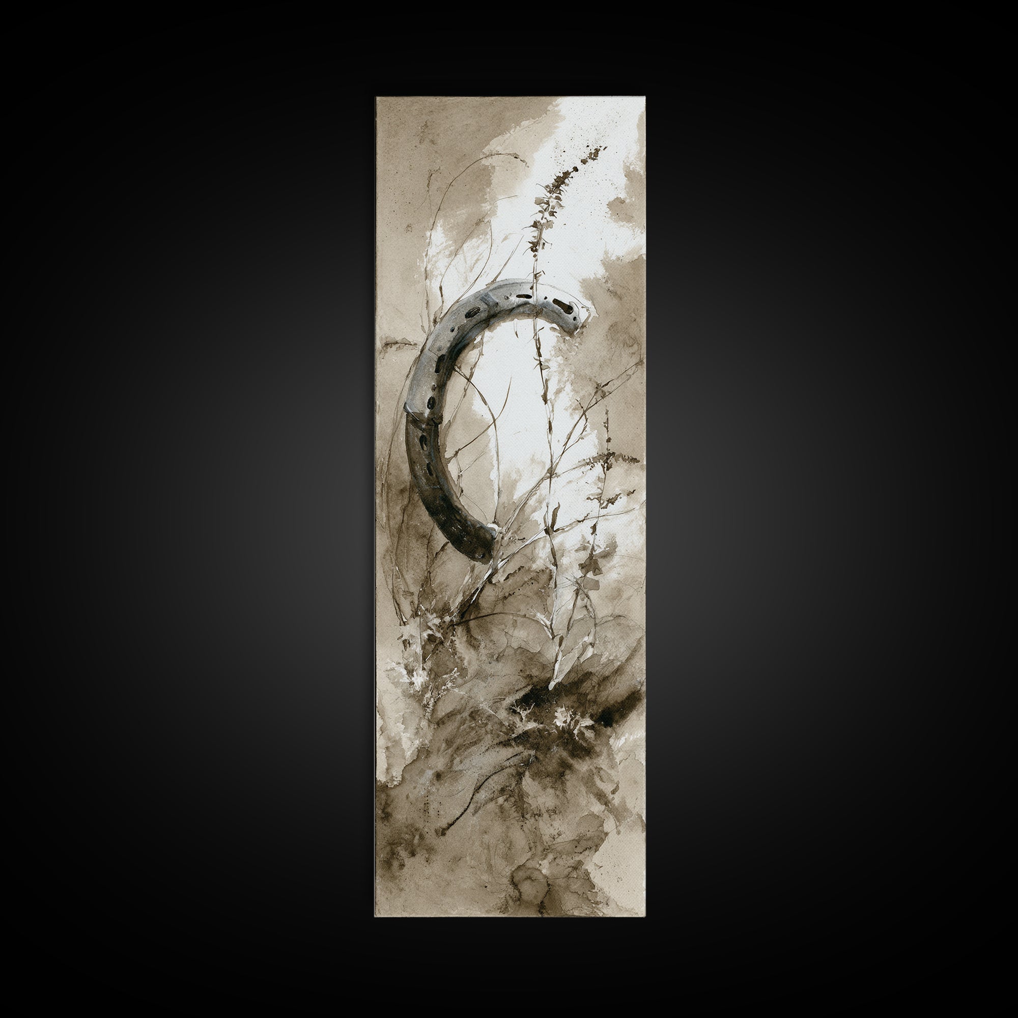 Rusty Horseshoe and Rope Composition Canvas Print, Rustic Art, Painting, Farmhouse Decor, Fine Art, Rustic, Boho Wall Art, RUS-1x3-25
