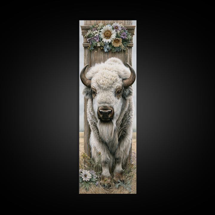 Buffalo Portrait with Western Texture Canvas Print, Rustic Art, Gallery Decor, Farmhouse Decor, Fine Art, Rustic, RUS-1x3-82
