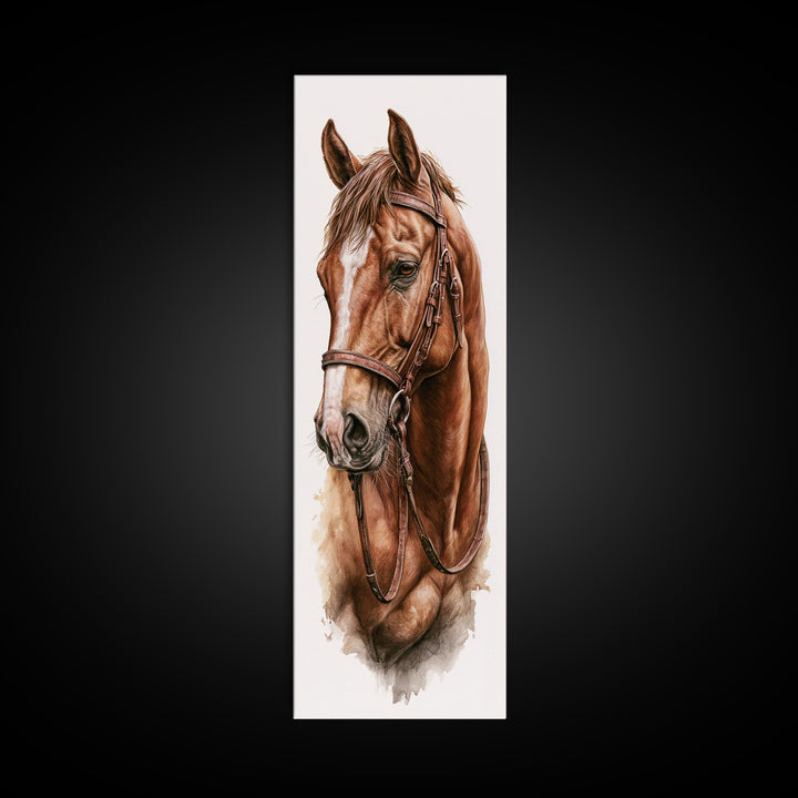 Brown Horse Portrait Canvas Print, Rustic Art, Modern Art, Farmhouse Decor, Fine Art, Rustic, Neutral Decor, Modern Decor, RUS-1x3-89