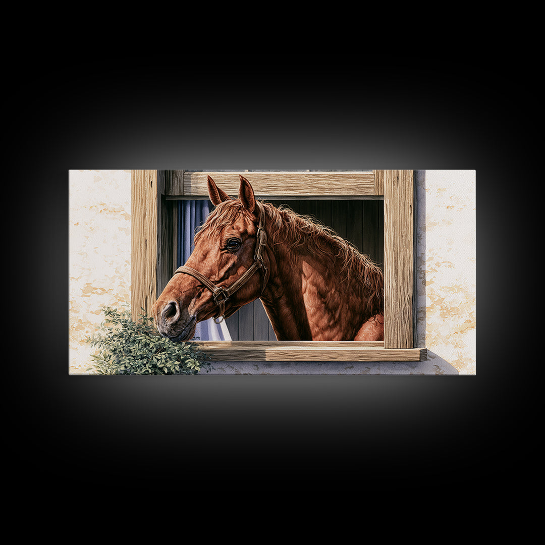 Brown Horse Portrait Framed Canvas Print, Rustic Art, Home Decor, Farmhouse Decor, Fine Art, Rustic, Living Room Decor, RUS-2x1-1