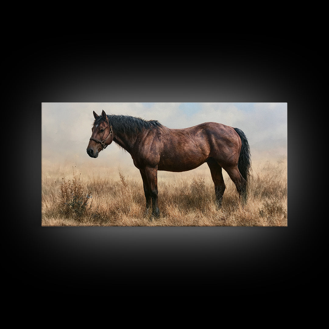 Brown Horse Portrait Canvas Print, Rustic Art, Printable Wall Art, Farmhouse Decor, Fine Art, Rustic, Wood Art, Modern Art, RUS-2x1-49