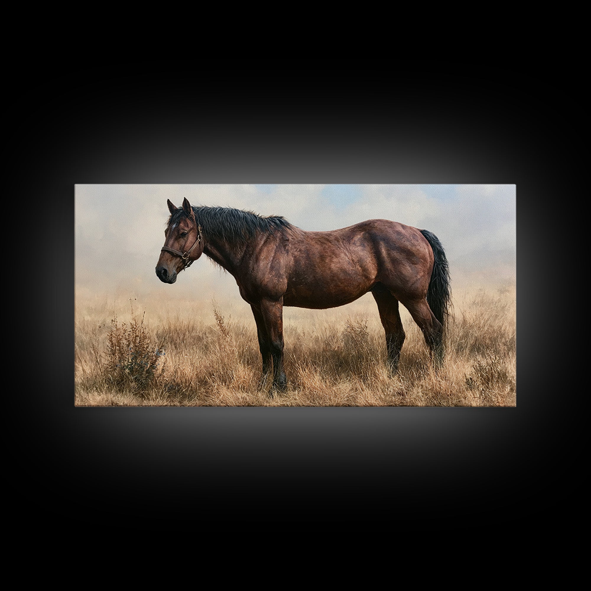 Brown Horse Portrait Canvas Print, Rustic Art, Printable Wall Art, Farmhouse Decor, Fine Art, Rustic, Wood Art, Modern Art, RUS-2x1-49