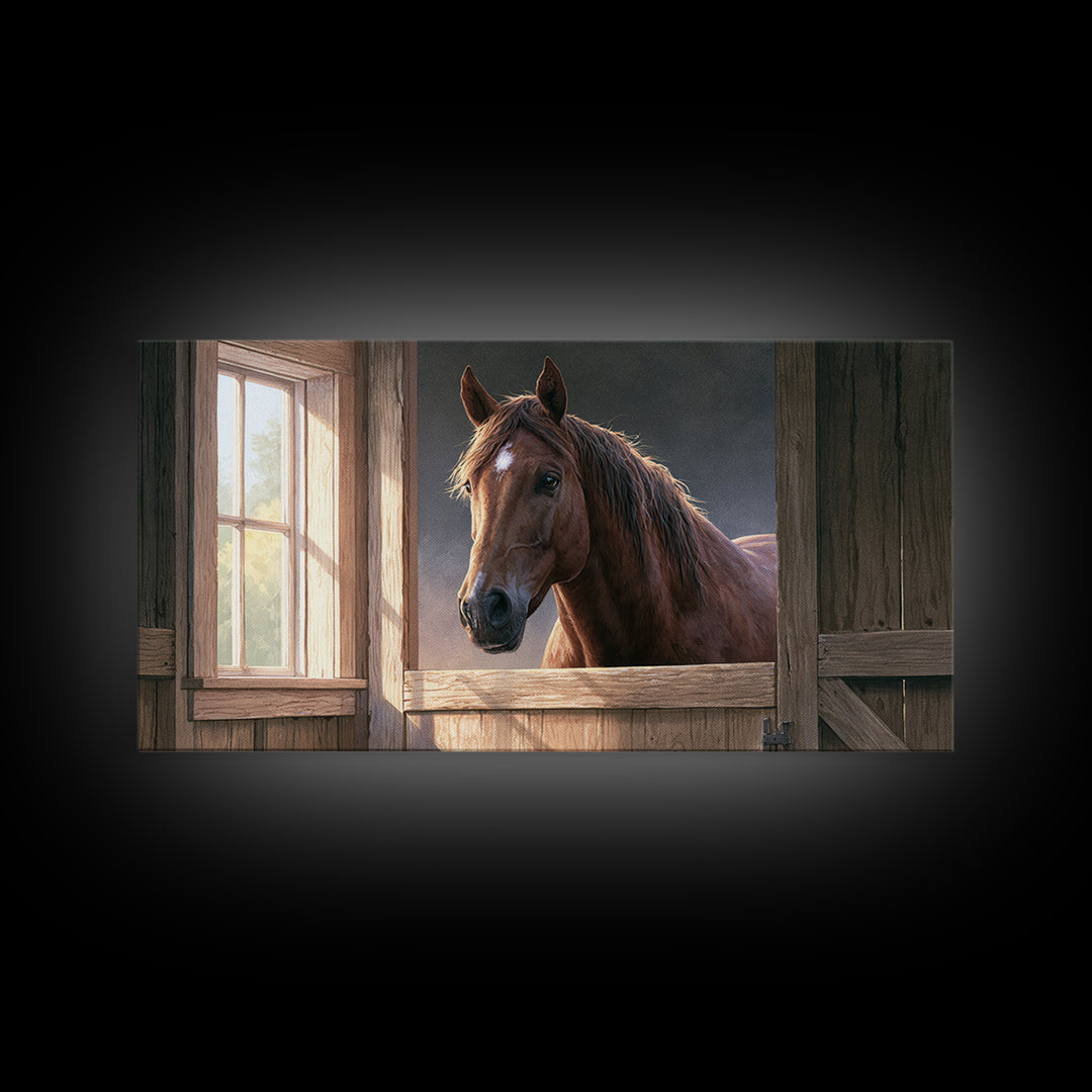 Brown Horse Portrait Canvas Print, Rustic Art, Printable Wall Art, Farmhouse Decor, Fine Art, Rustic, Wood Art, Modern Art, RUS-2x1-73