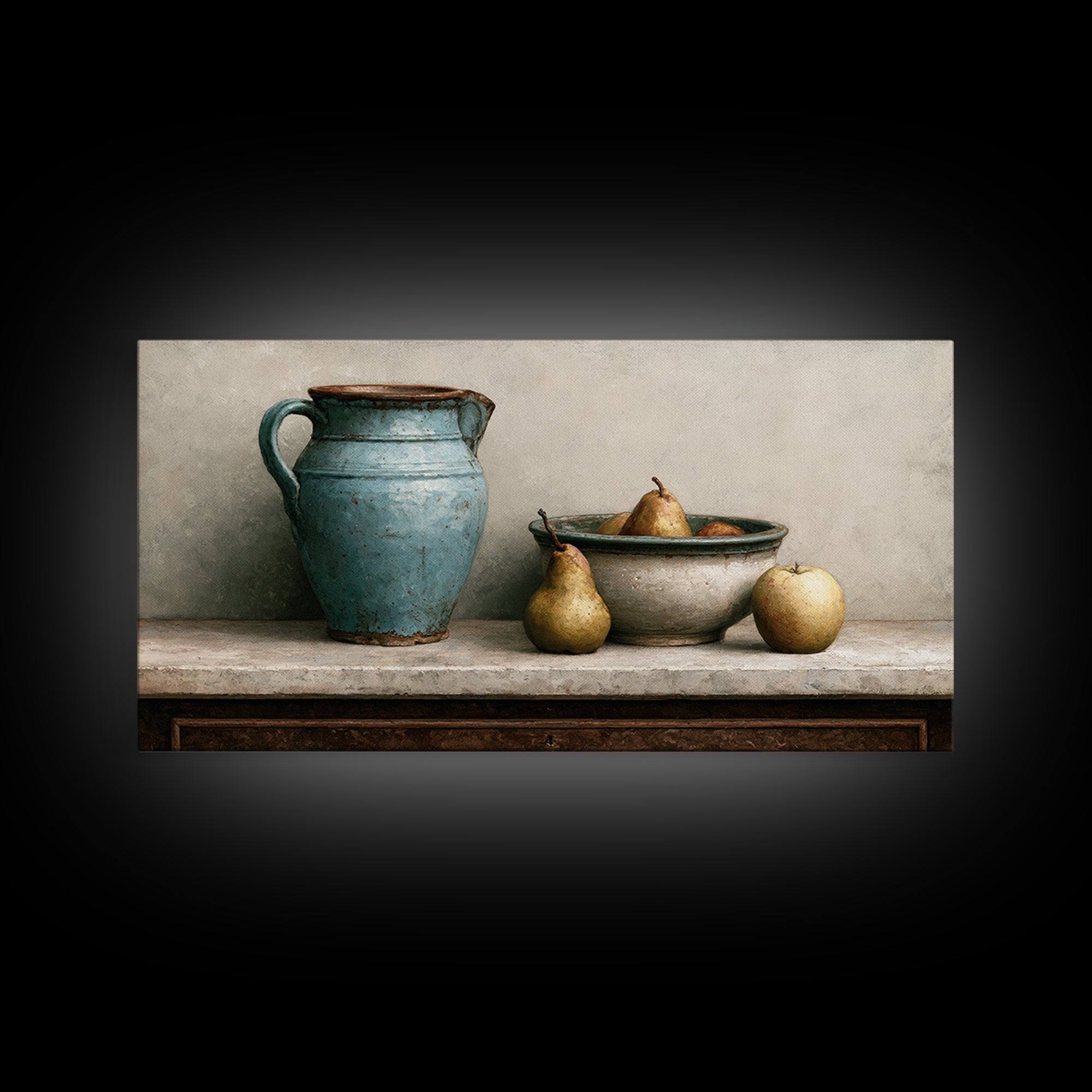 Rustic Pear and Apple Still Life Canvas Print, Rustic Art, Printable Art, Farmhouse Decor, Fine Art, Rustic, Farmhouse Wall Art, RUS-2x1-89