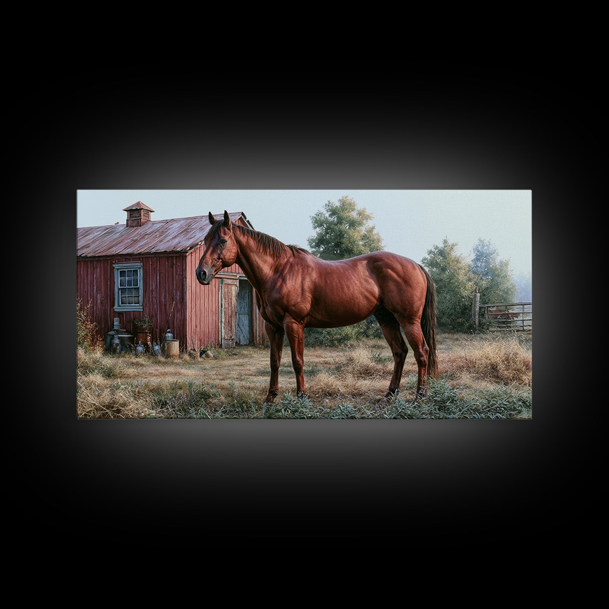 Brown Horse Portrait Framed Canvas Print, Rustic Art, Farmhouse Decor, Oil Painting, Rustic, Gallery Wall Art, RUS-2x1-97