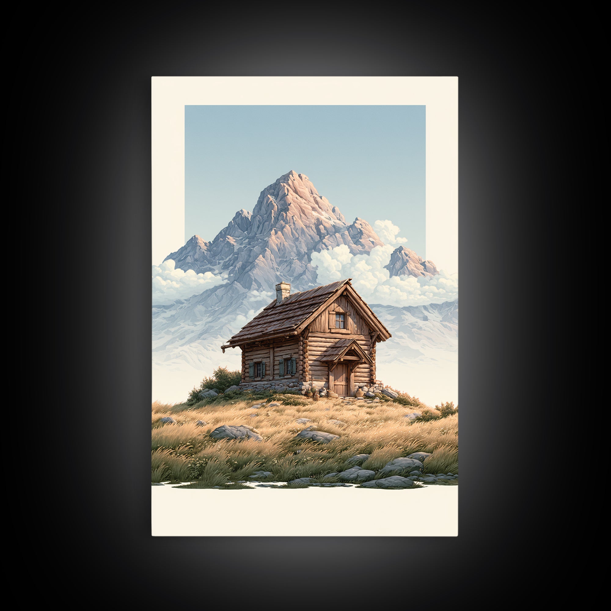 Mountain Cabin Landscape Canvas Print, Rustic Art, Gallery Wall Set, Farmhouse Decor, Fine Art, Rustic, Minimalist Decor, RUS-2x3-11