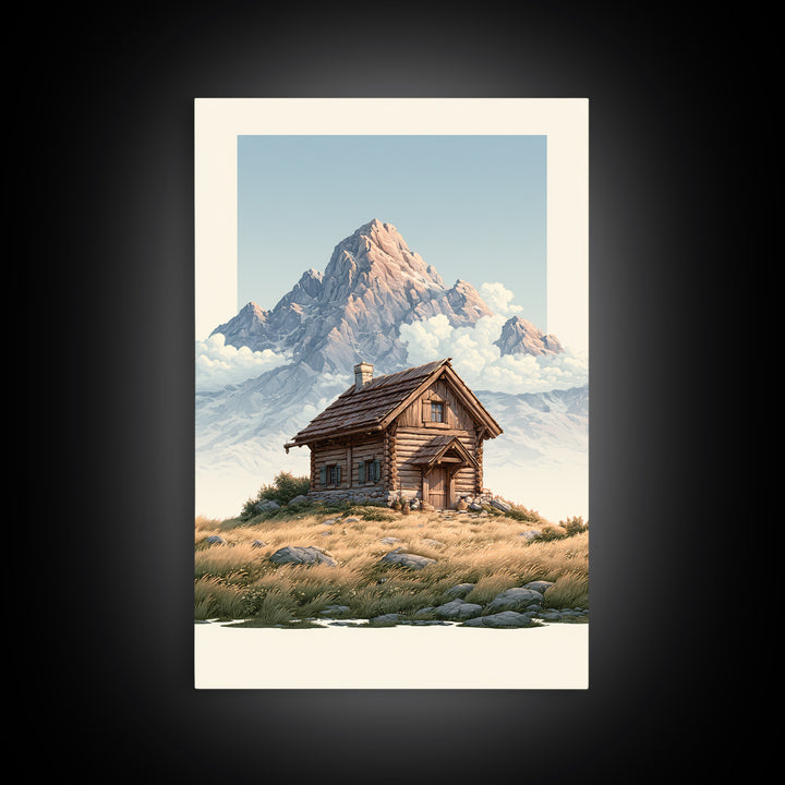Mountain Cabin Landscape Canvas Print, Rustic Art, Gallery Wall Set, Farmhouse Decor, Fine Art, Rustic, Minimalist Decor, RUS-2x3-11