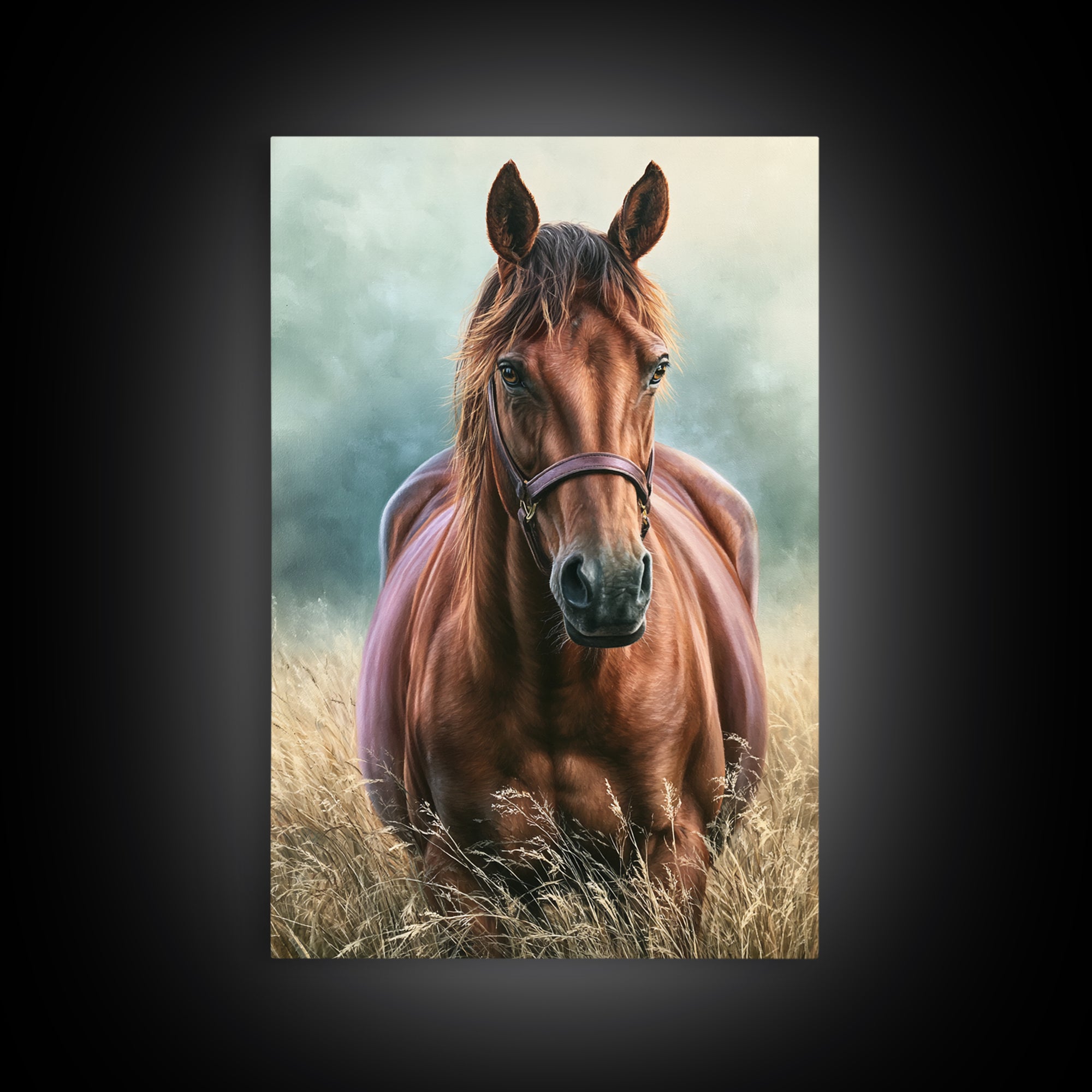 Brown Horse Portrait Framed Canvas Print, Rustic Art, Painting, Farmhouse Decor, Fine Art, Rustic, Boho Wall Art, 3d Wall Art, RUS-2x3-13