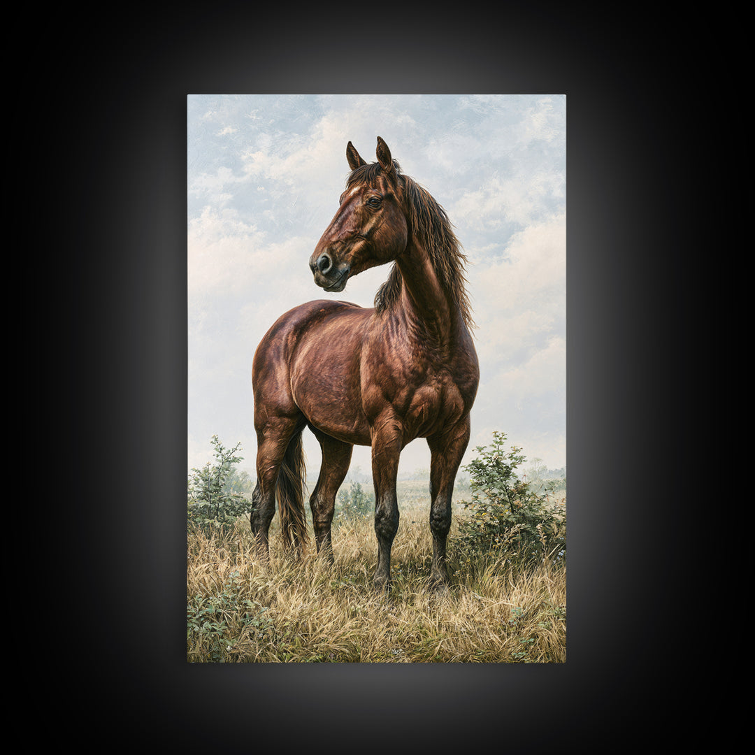 Brown Horse Portrait Framed Canvas Print, Rustic Art, Painting, Farmhouse Decor, Fine Art, Rustic, Boho Wall Art, 3d Wall Art, RUS-2x3-37