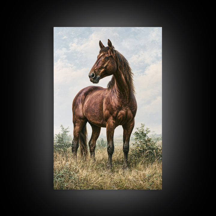 Brown Horse Portrait Framed Canvas Print, Rustic Art, Painting, Farmhouse Decor, Fine Art, Rustic, Boho Wall Art, 3d Wall Art, RUS-2x3-37