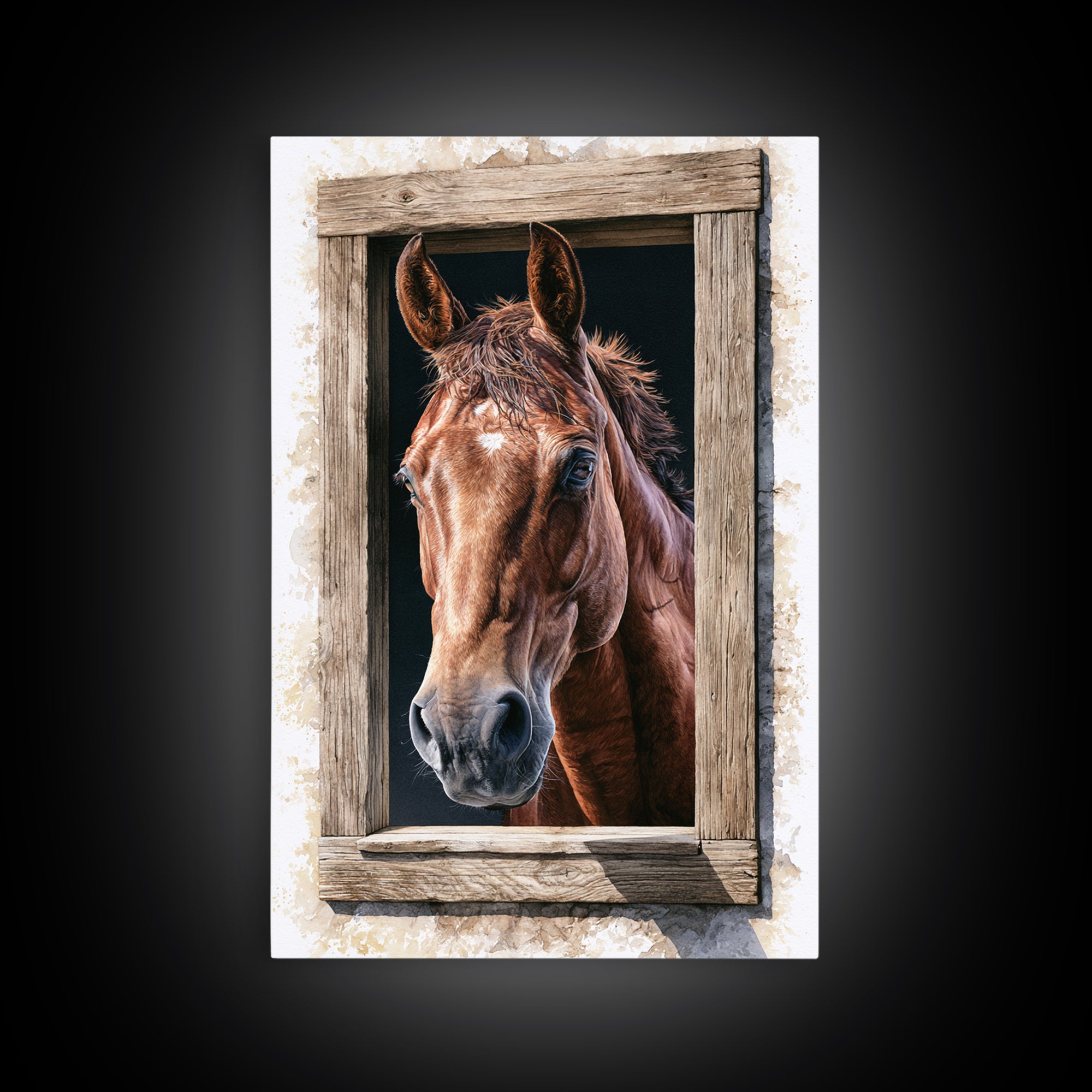 Brown Horse Portrait Canvas Print, Rustic Art, Digital Print, Farmhouse Decor, Rustic, Landscape Painting, Eclectic Wall Art, RUS-2x3-61