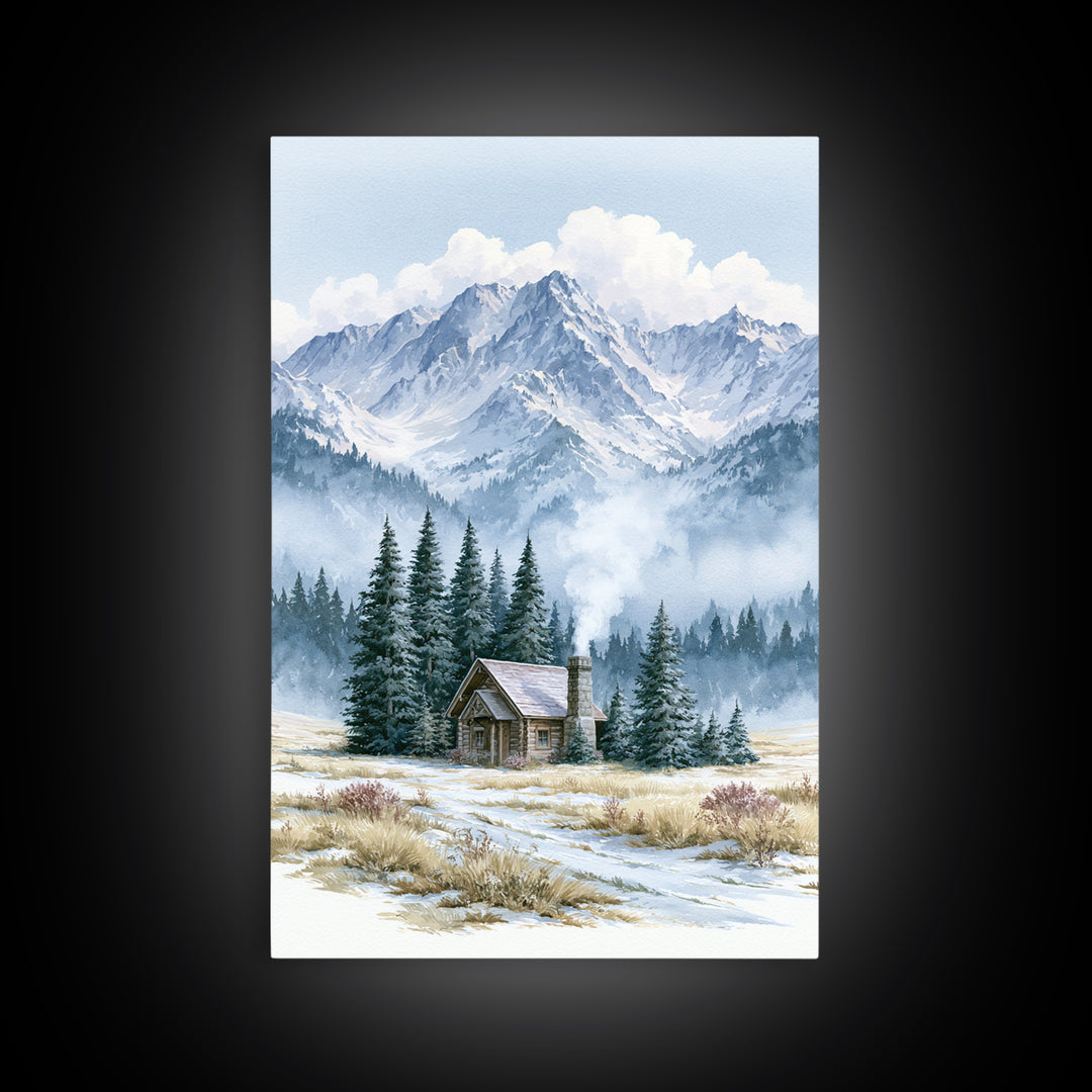 Winter Mountain Scene Canvas Print, Rustic Art, Farmhouse Wall Art, Farmhouse Decor, Fine Art, Rustic, Statement Artwork, RUS-2x3-7