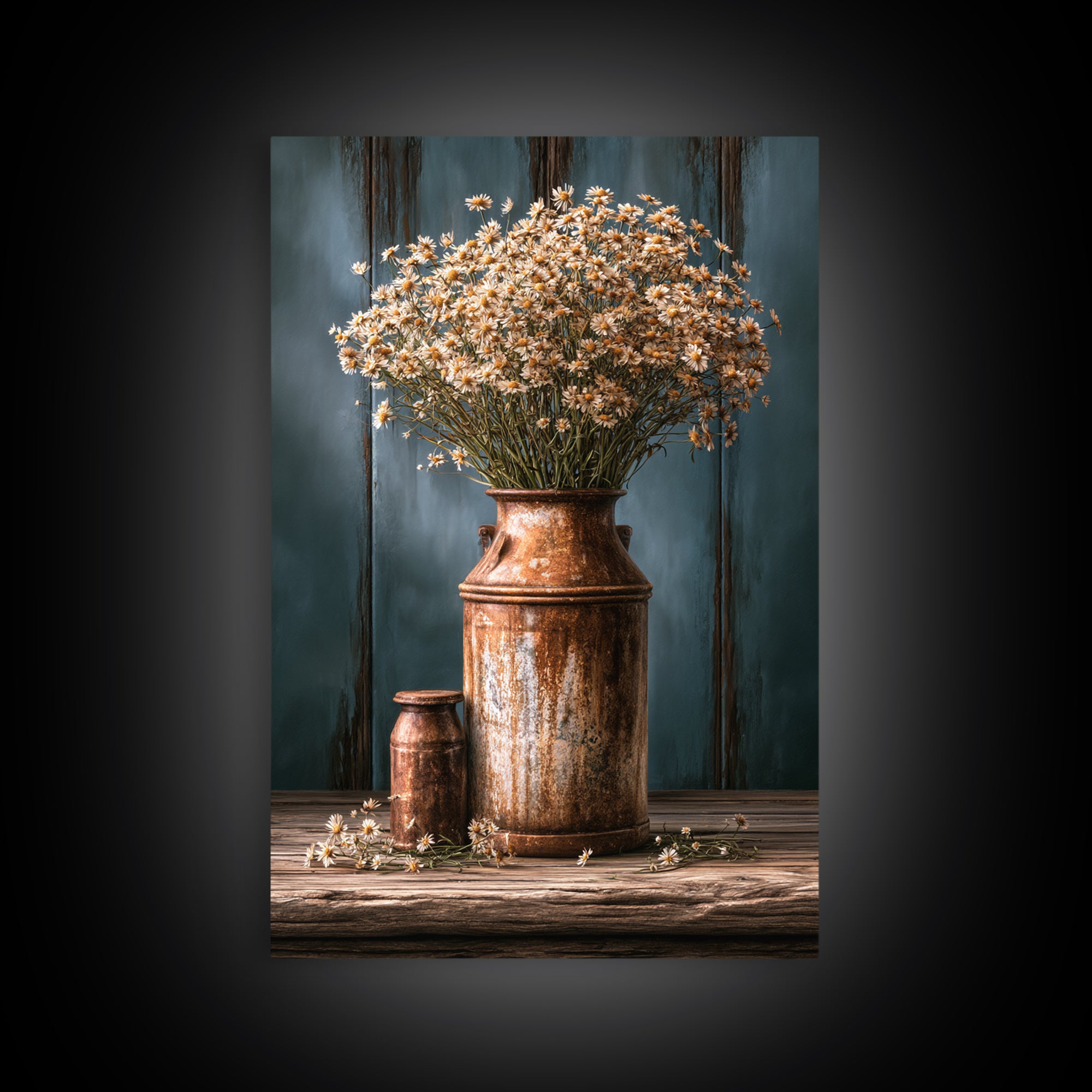 Weathered Barn Wood and Wildflower Still Life Canvas Print, Rustic Art, Living Room Decor, Farmhouse Decor, Fine Art, Rustic, RUS-2x3-81