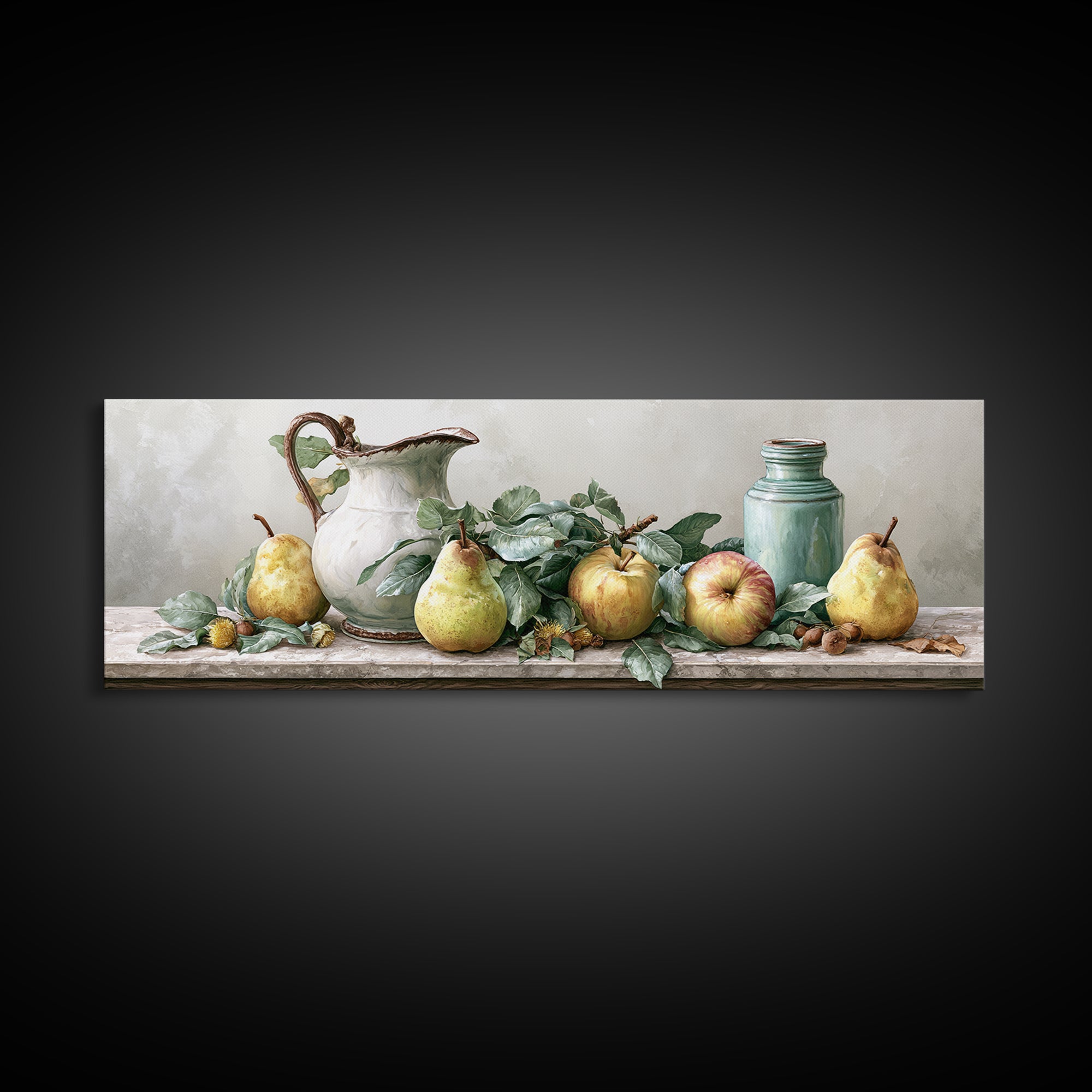 Rustic Pear and Apple Still Life Canvas Print, Rustic Art, Printable Art, Farmhouse Decor, Fine Art, Rustic, Farmhouse Wall Art, RUS-3x1-13
