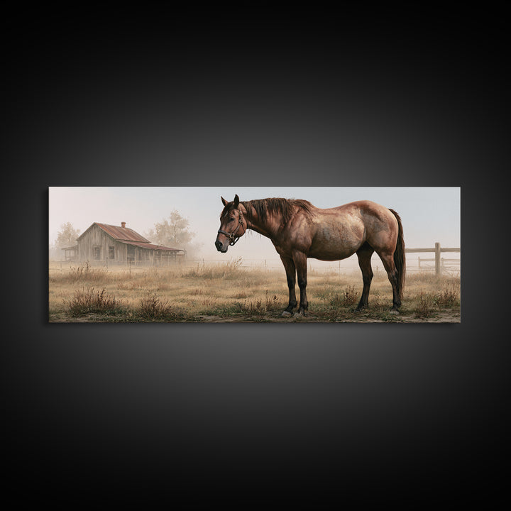 Brown Horse Portrait Canvas Print, Rustic Art, Gallery Wall Set, Farmhouse Decor, Fine Art, Rustic, Minimalist Decor, RUS-3x1-93
