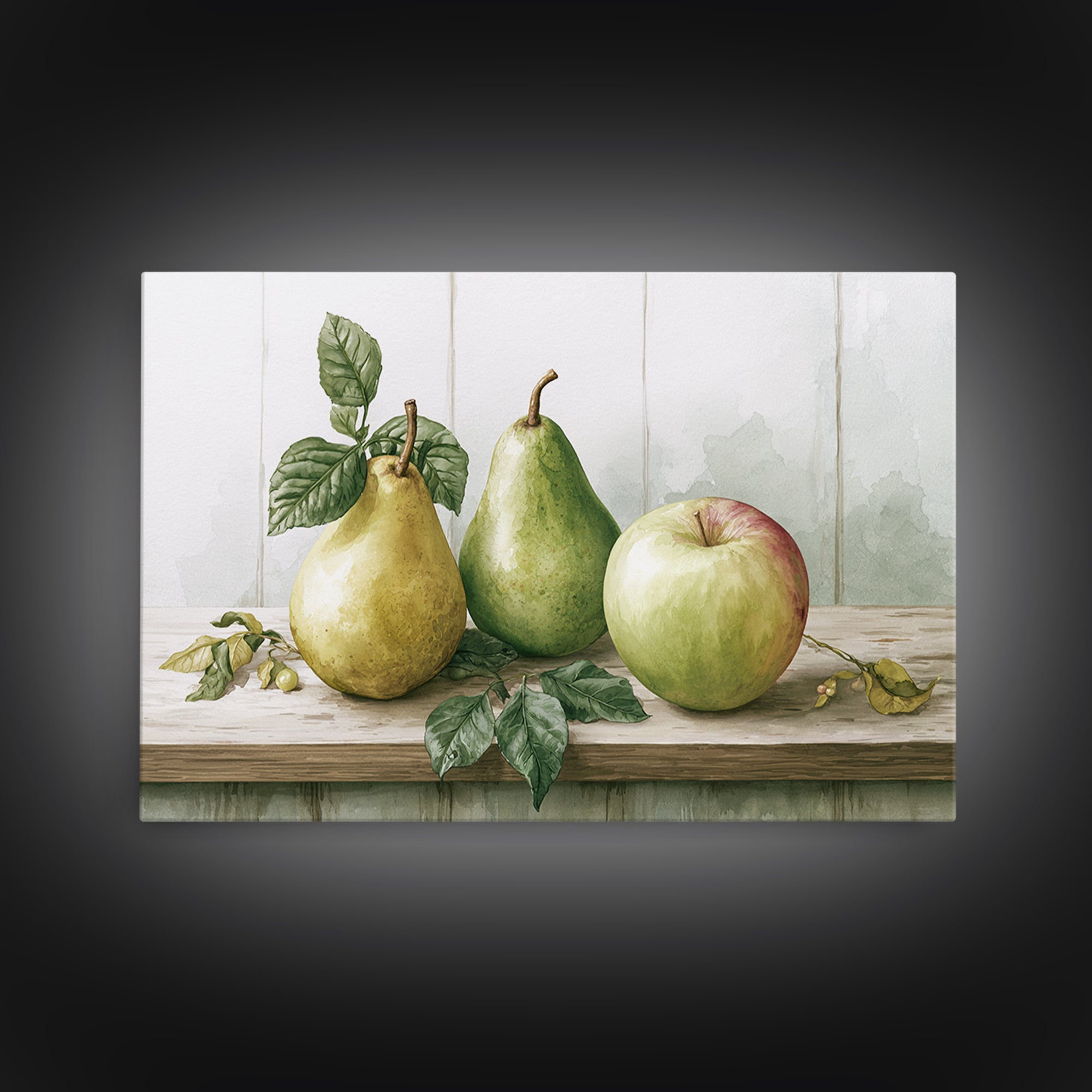 Rustic Pear and Apple Still Life Canvas Print, Rustic Art, Farmhouse Decor, Rustic, Gallery Wall Art, Landscape Wall Art, RUS-3x2-1