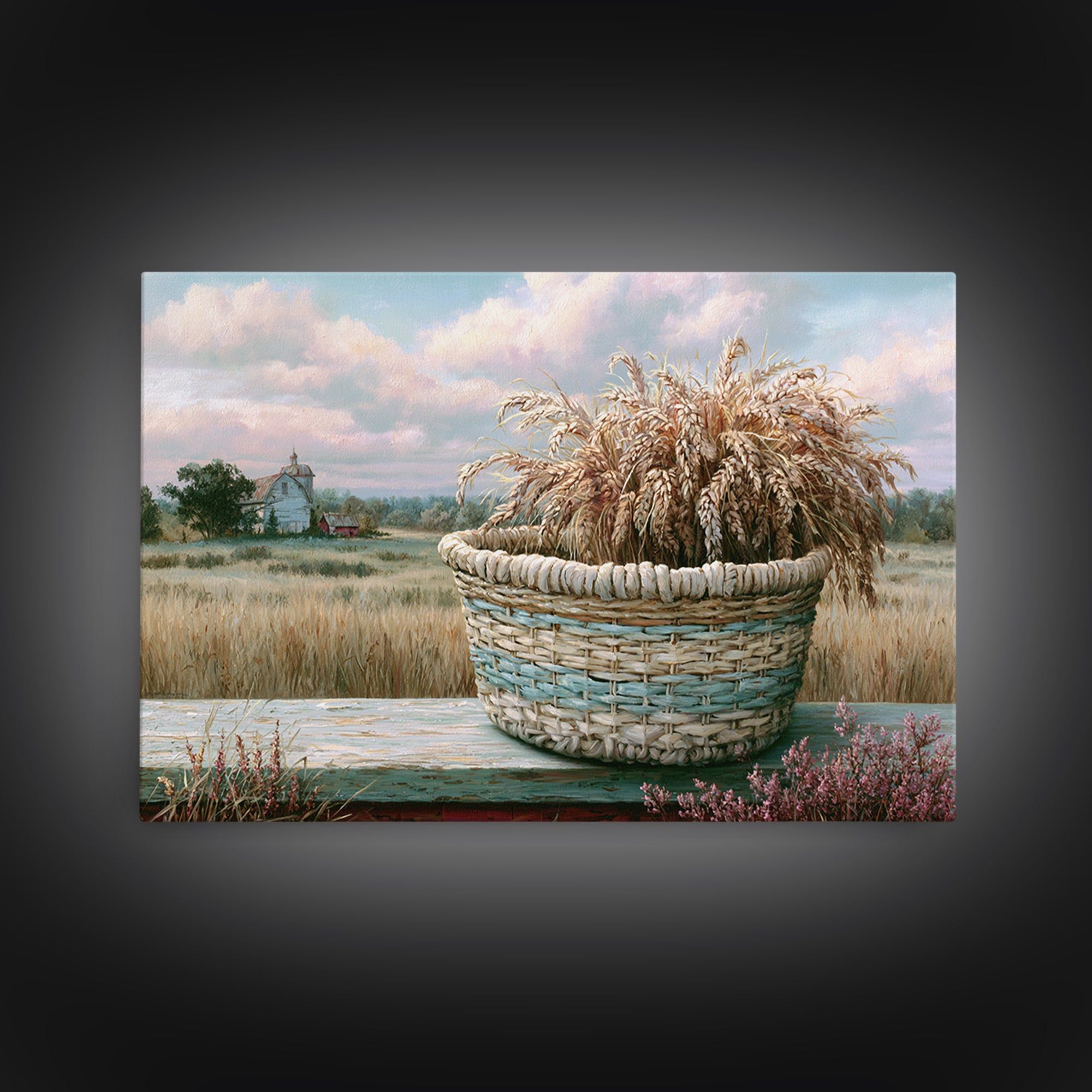 Handwoven Basket with Dried Grasses Framed Canvas Print, Rustic Art, Printable Art, Farmhouse Decor, Fine Art, Rustic, RUS-3x2-28