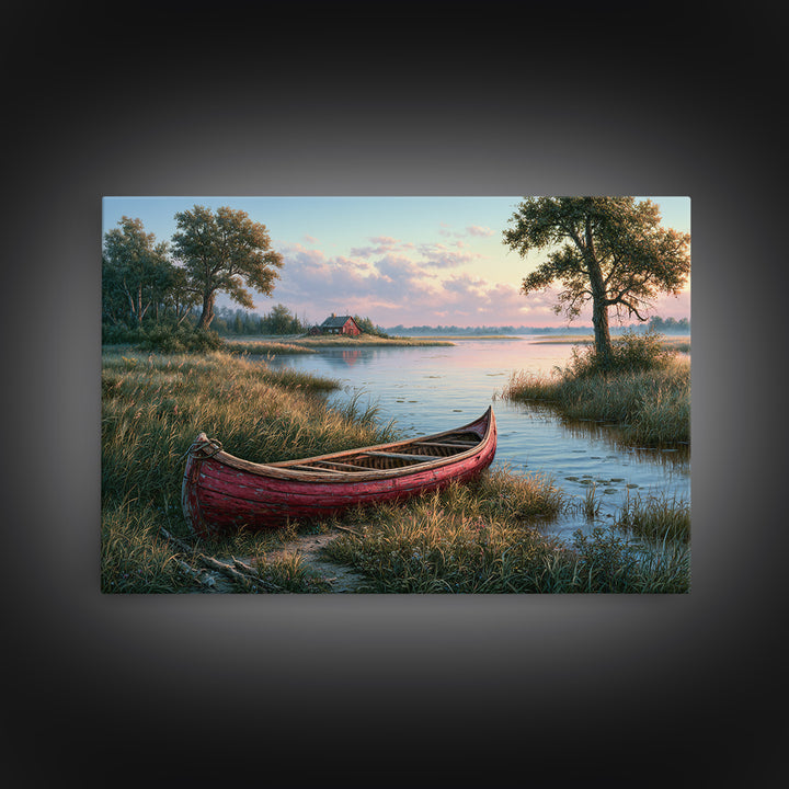 Old Canoe Pulled Onto a Lake Shore Canvas Print, Rustic Art, Neutral Decor, Farmhouse Decor, Fine Art, Rustic, Home Decor, RUS-3x2-72