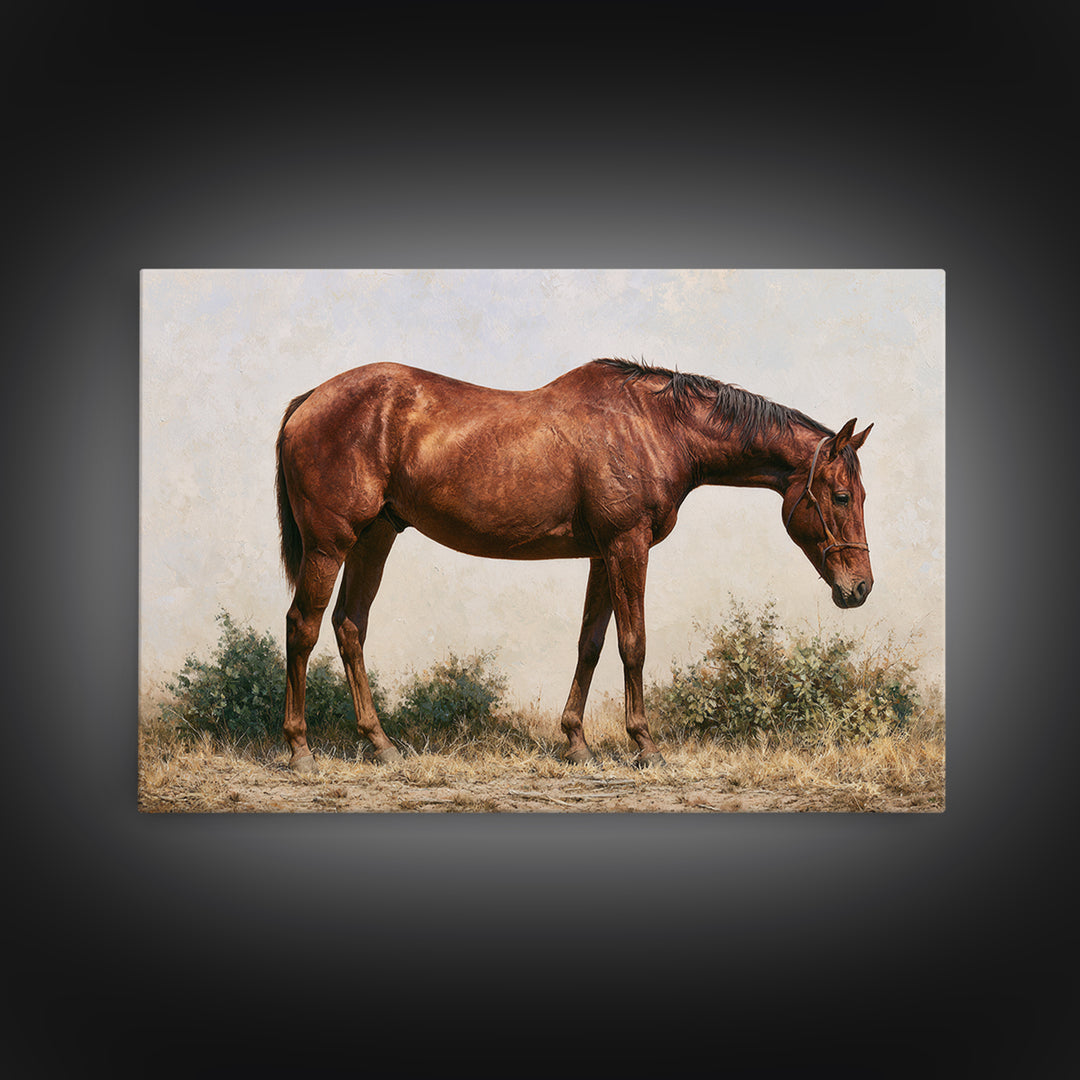 Brown Horse Portrait Framed Canvas Print, Rustic Art, Abstract Wall Art, Farmhouse Decor, Fine Art, Rustic, Landscape Art, RUS-3x2-9