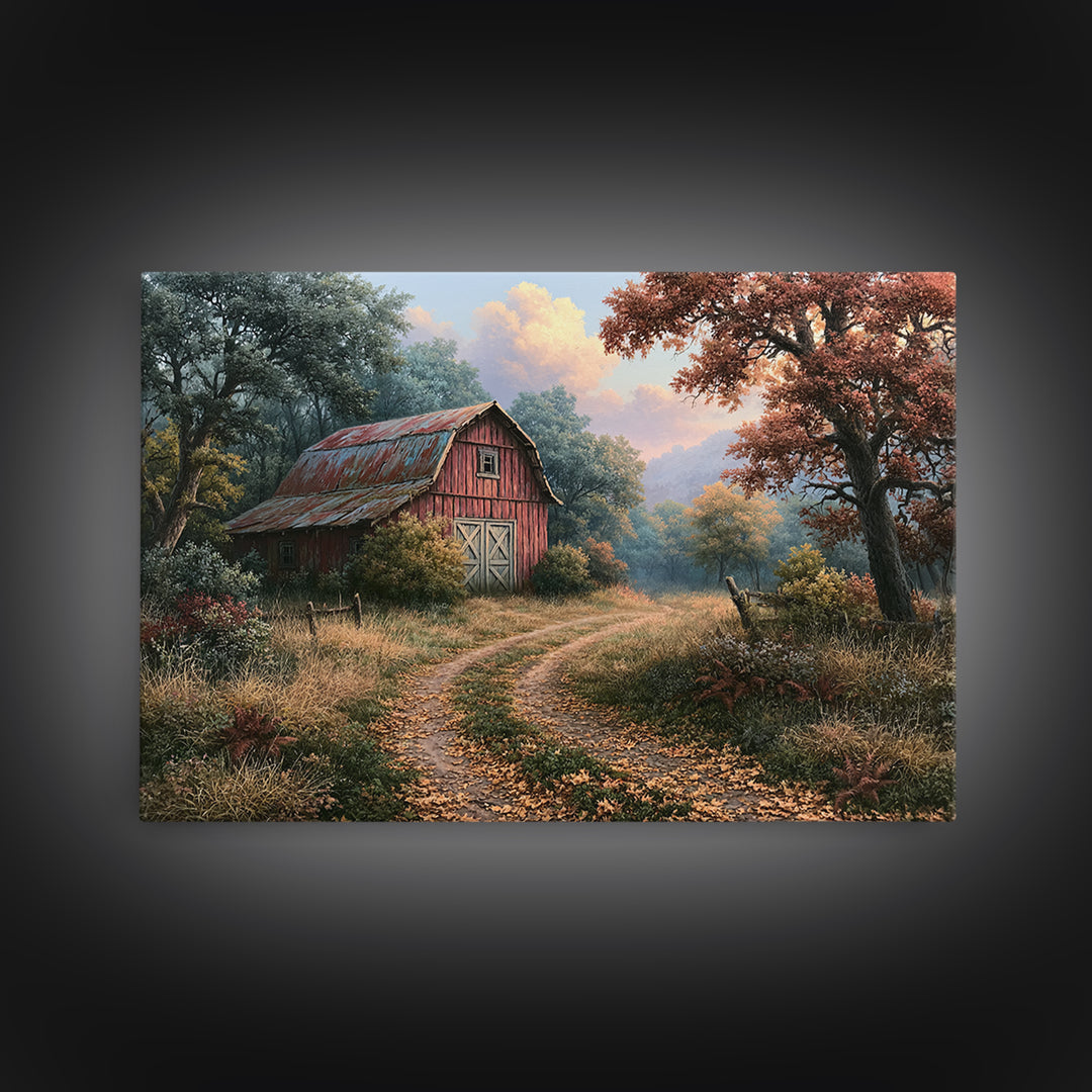 Forest Path with Golden Autumn Leaves Canvas Print, Rustic Art, Modern Art, Farmhouse Decor, Fine Art, Rustic, Neutral Decor, RUS-3x2-94