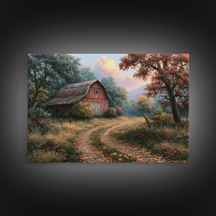 Forest Path with Golden Autumn Leaves Canvas Print, Rustic Art, Modern Art, Farmhouse Decor, Fine Art, Rustic, Neutral Decor, RUS-3x2-94