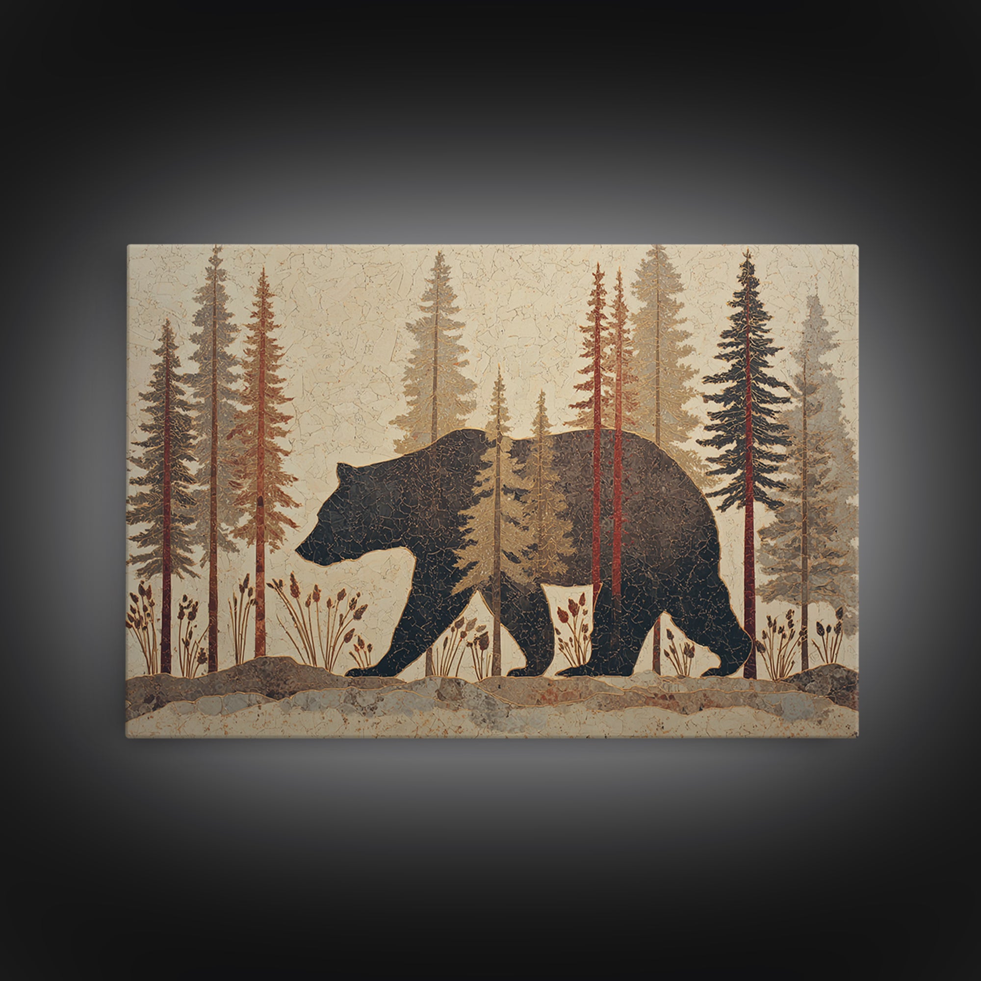 Buffalo Portrait with Western Texture Canvas Print, Rustic Art, Landscape Painting, Farmhouse Decor, Fine Art, Rustic, RUS-3x2-98