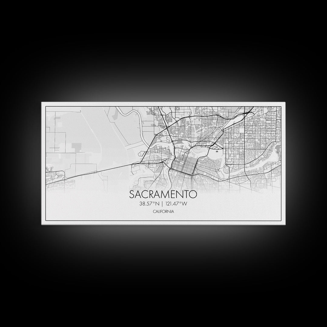 Sacramento City Map, California Art, Map Print, Minimalist Wall Art, Wall Art, Canvas Art, Large Wall Art, Room Décor, Office Prints