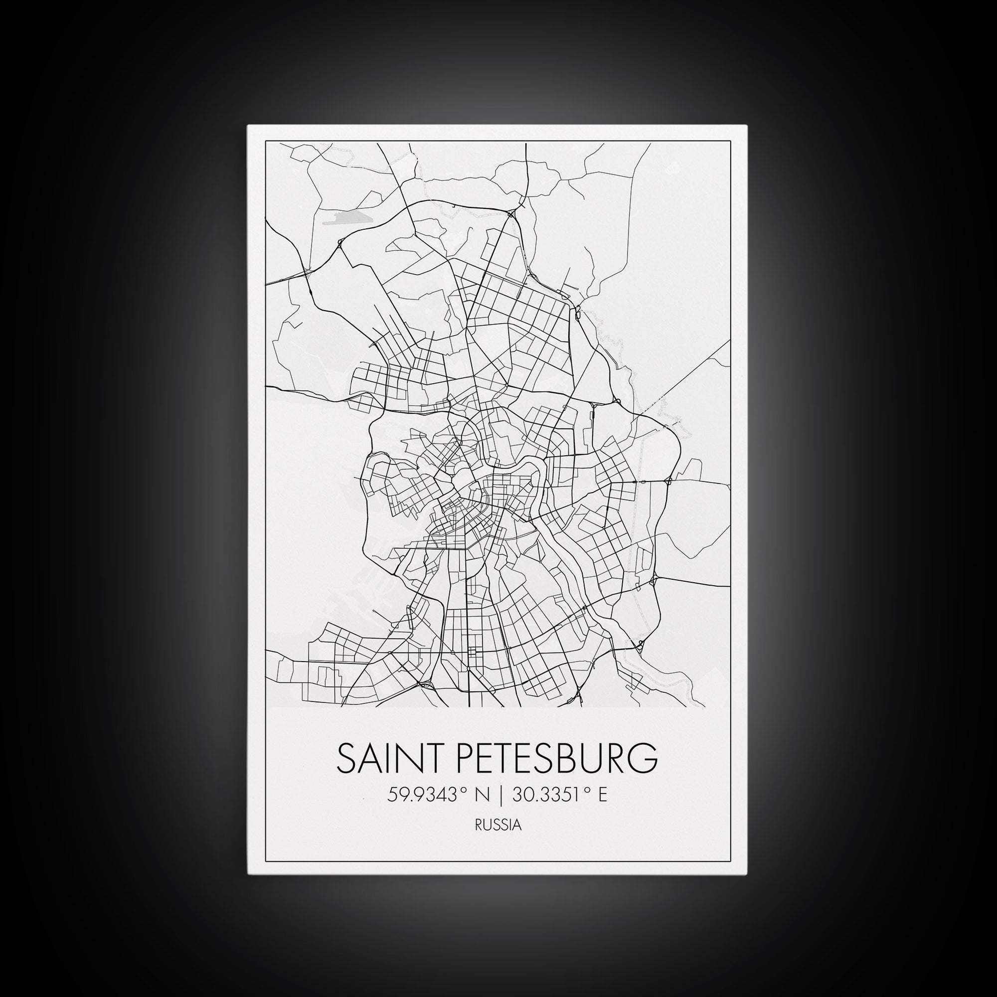 Saint Petersburg Street Map, Russia Map, City Map Art, Minimalist Art, Wall Art, Canvas Print, Room Décor, Gift For Mom, Travel Wall Art