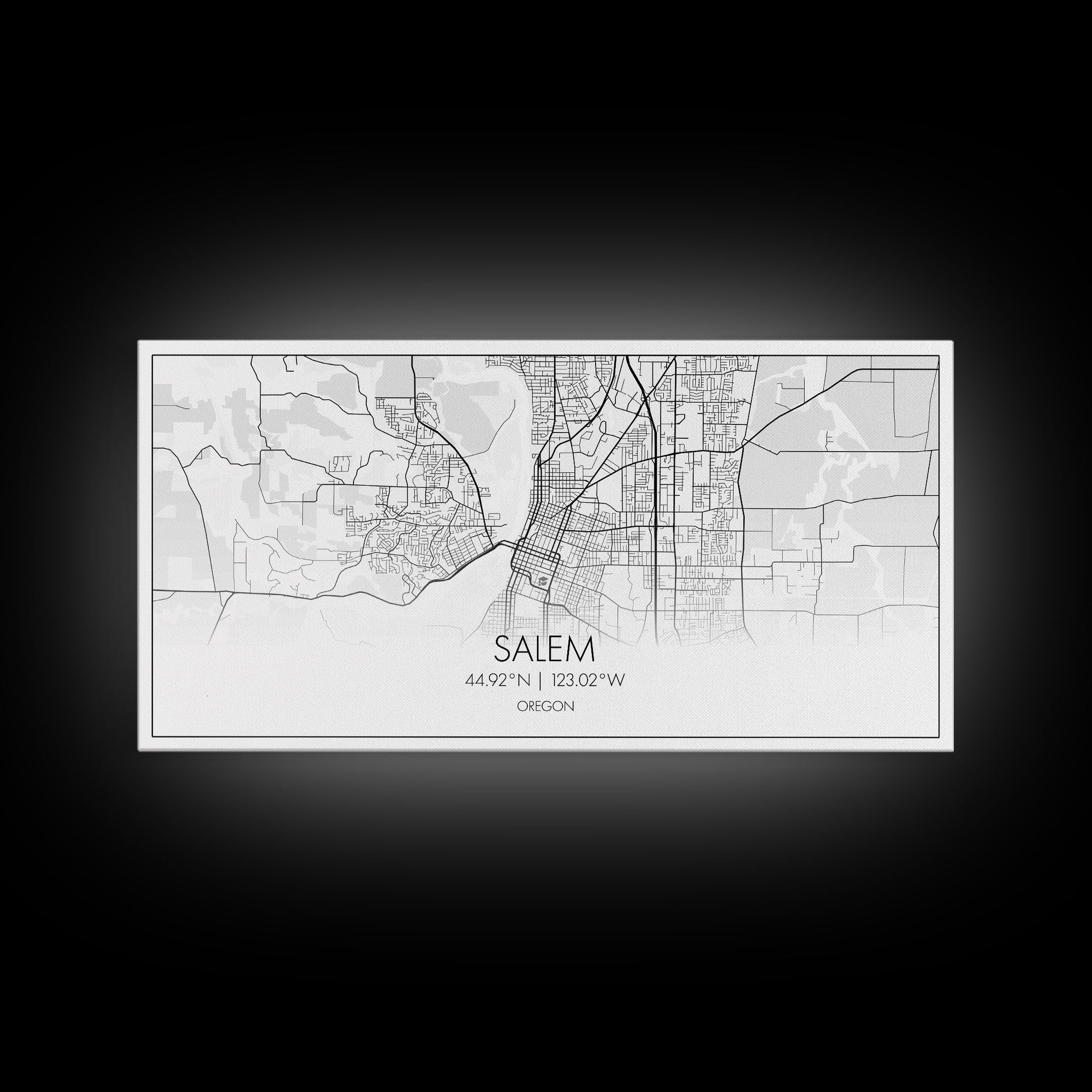 Salem City Map, Oregon Art, Map Print, Minimalist Wall Art, Wall Art, Canvas Art, Country Home Wall Art, Office Décor, First Home Gift
