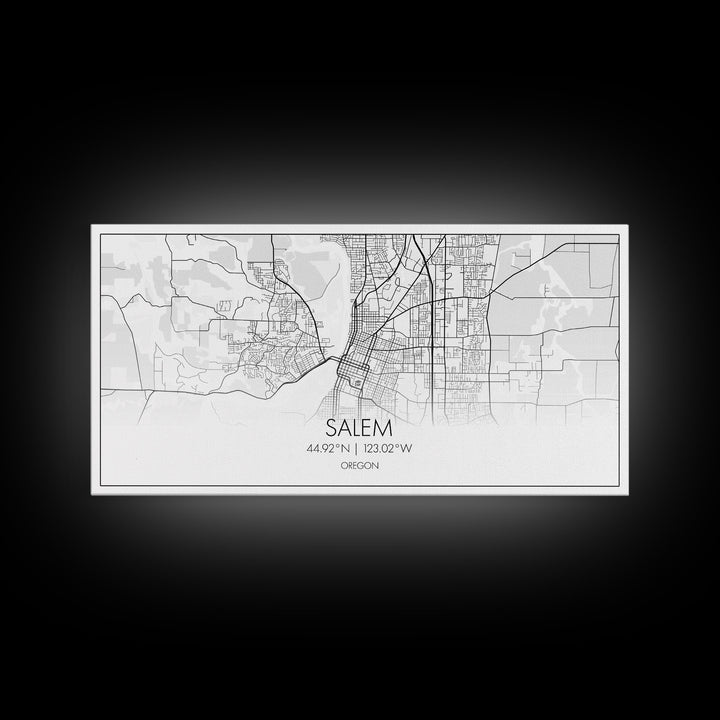 Salem City Map, Oregon Art, Map Print, Minimalist Wall Art, Wall Art, Canvas Art, Country Home Wall Art, Office Décor, First Home Gift
