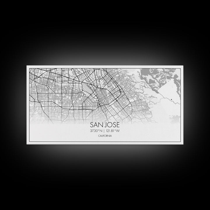 San Jose City Map, California Art, Map Print, Modern Wall Art, Wall Art, Canvas Art, Modern Office Art, Above Bed Décor, Prints Wall Art