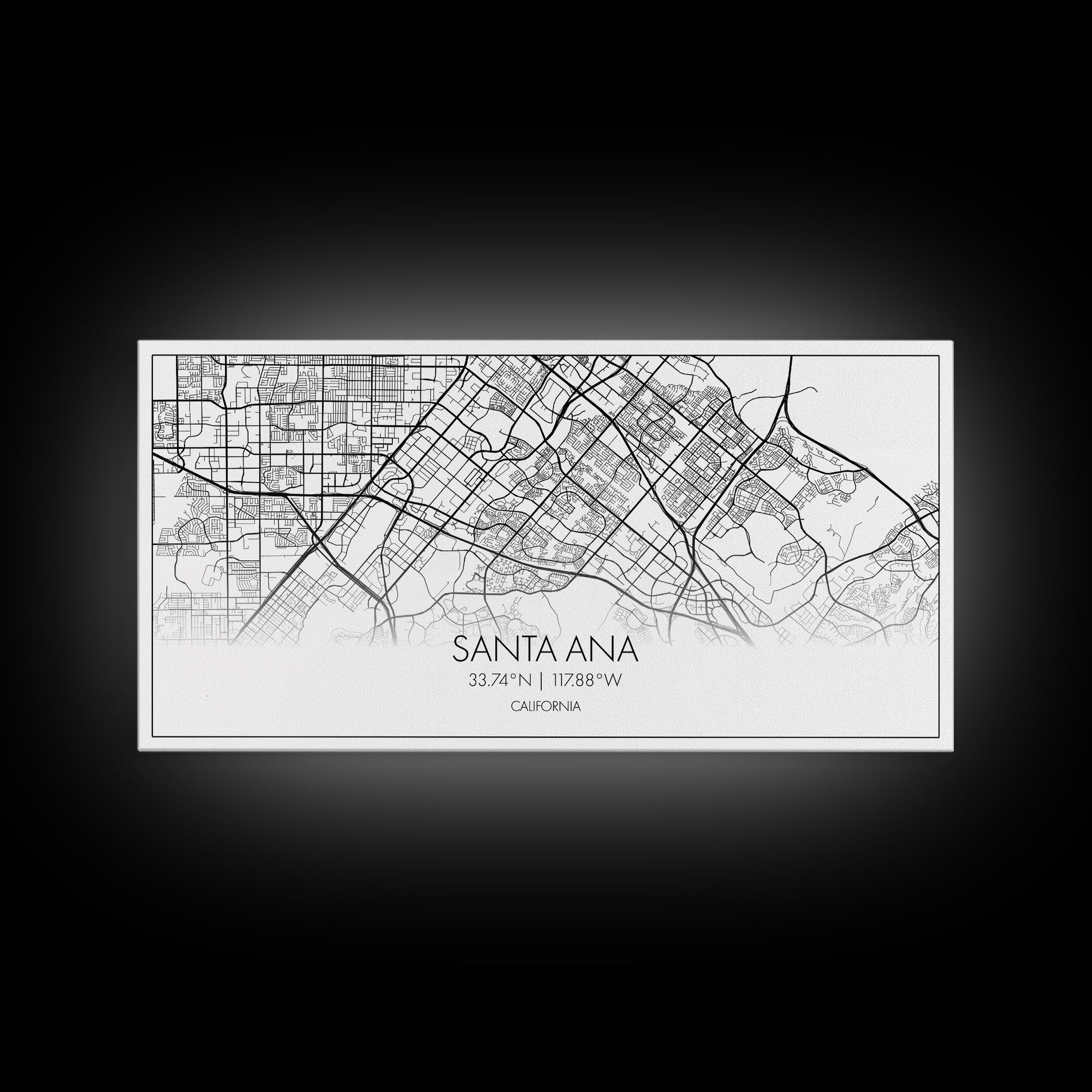 Santa Ana City Map, California Art, Map Print, Modern Wall Art, Wall Art, Canvas Art, House Wall Art, Over Bed Wall Décor, Gift For The Home
