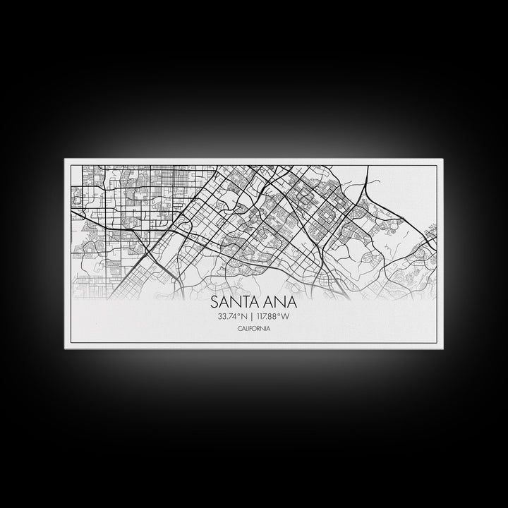Santa Ana City Map, California Art, Map Print, Modern Wall Art, Wall Art, Canvas Art, House Wall Art, Over Bed Wall Décor, Gift For The Home