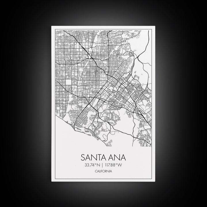 Santa Ana Street Map, California Map, City Map Print, Minimalist Art, Wall Art, Canvas Print, Living Room Décor, Adventure Gifts, Travel Art