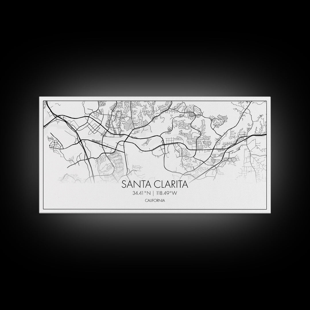 Santa Clarita City Map, California Art, Map Print, Modern Wall Art, Wall Art, Canvas Art, Best Friend Gifts, Family Room Art, Home Décor