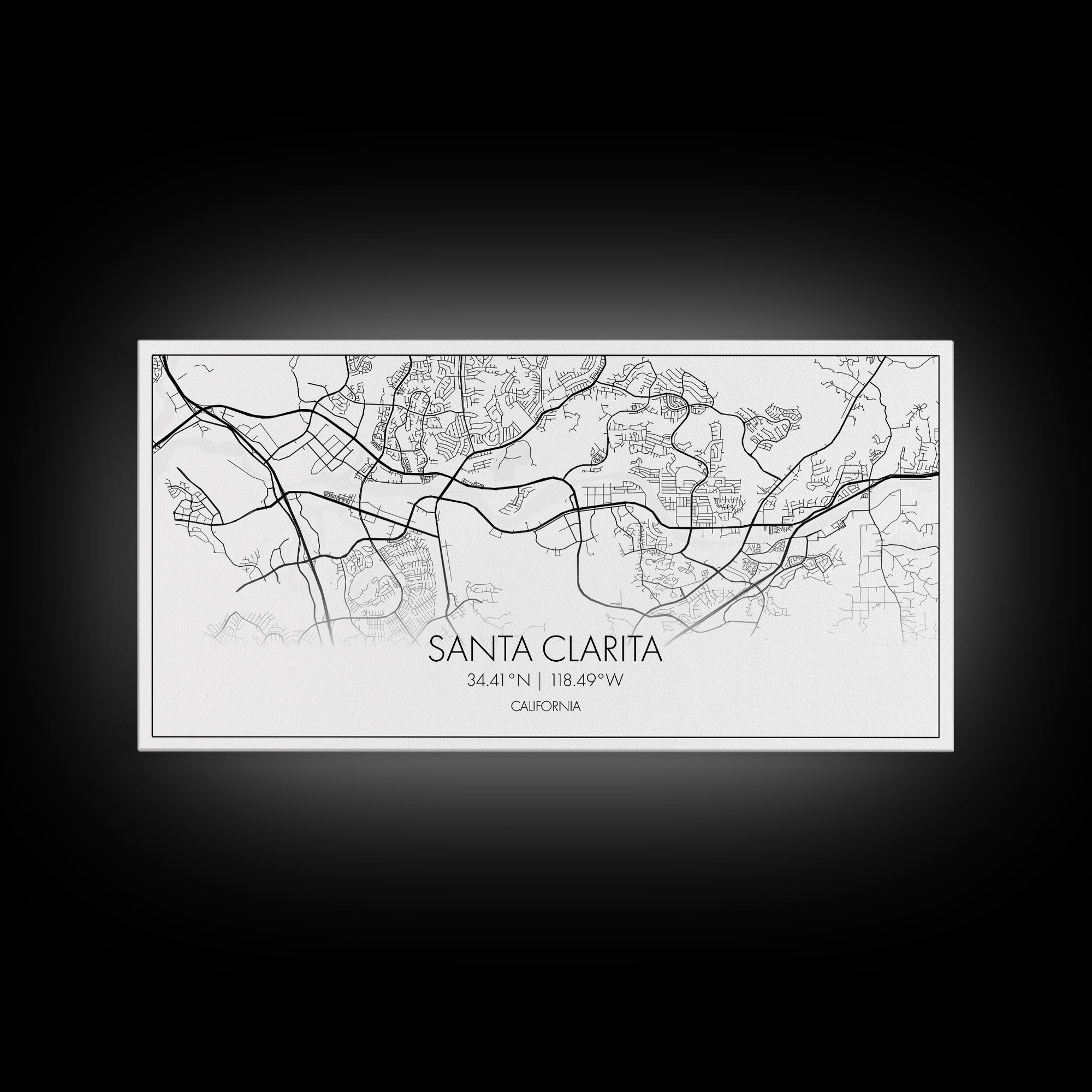 Santa Clarita City Map, California Art, Map Print, Modern Wall Art, Wall Art, Canvas Art, Best Friend Gifts, Family Room Art, Home Décor