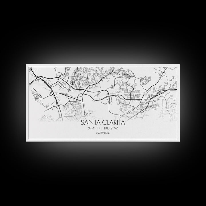 Santa Clarita City Map, California Art, Map Print, Modern Wall Art, Wall Art, Canvas Art, Best Friend Gifts, Family Room Art, Home Décor