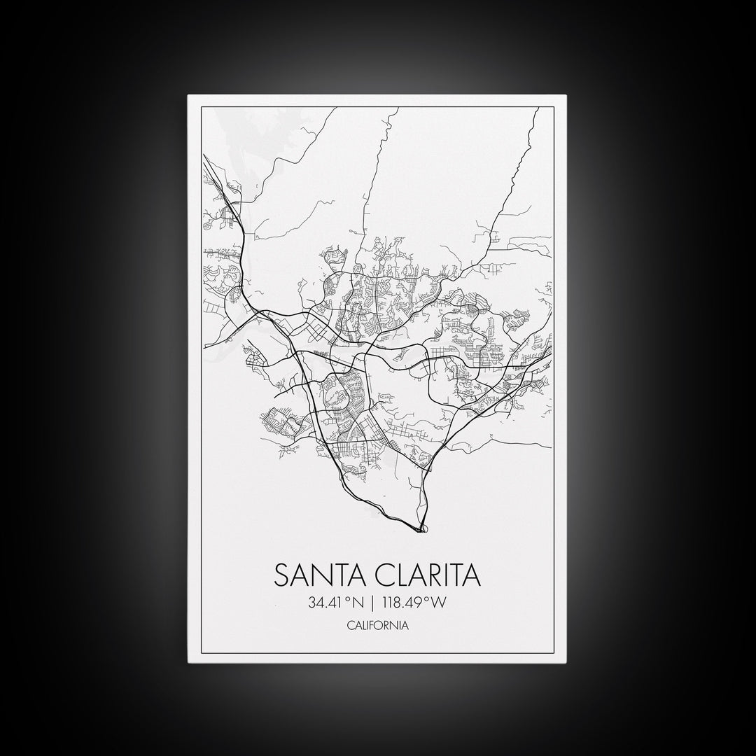 Santa Clarita Street Map, California Map, City Map Print, Minimalist Art, Wall Art, Canvas Print, Bedroom Wall Décor, Unique Travel Gifts