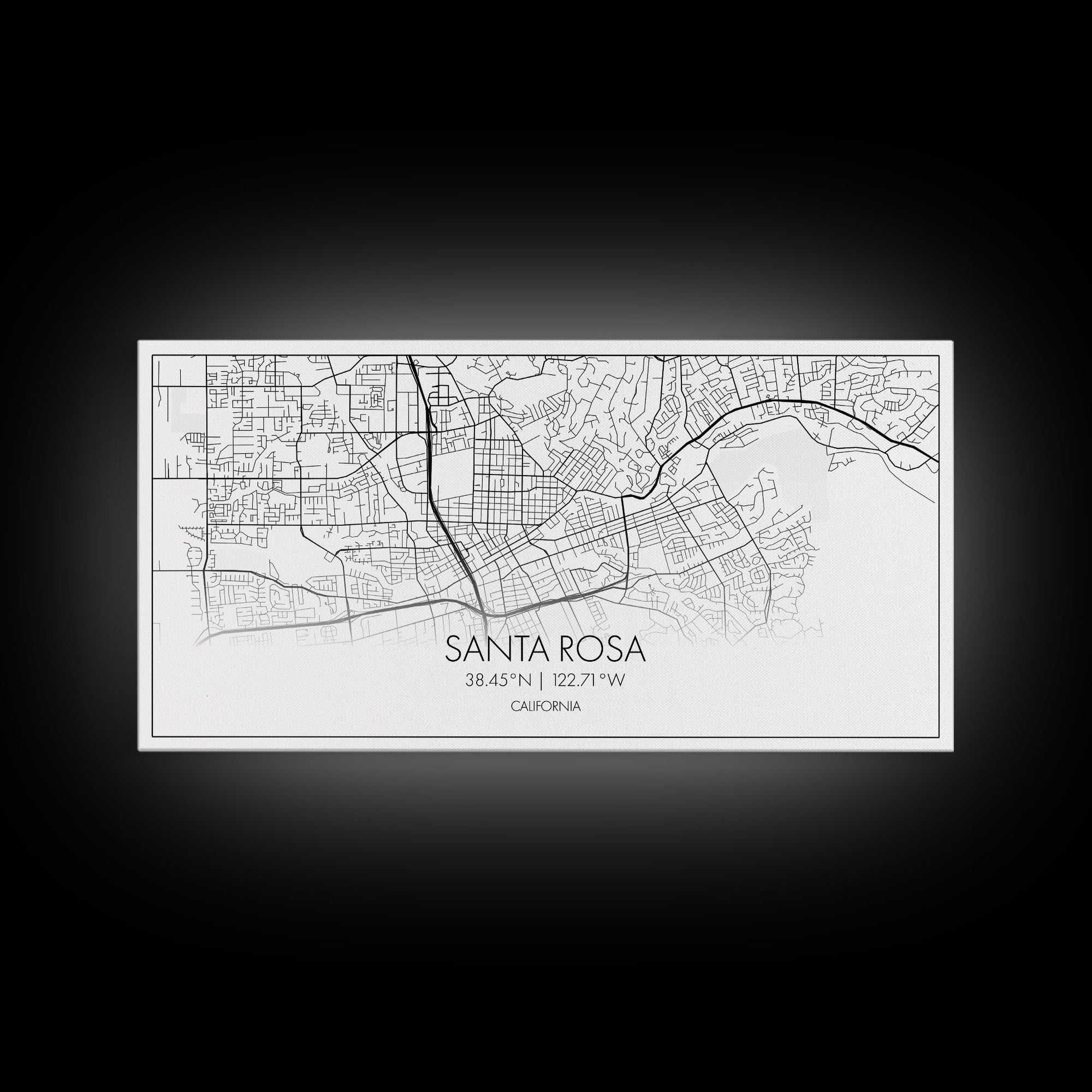 Santa Rosa City Map, California Art, Map Print, Modern Wall Art, Wall Art, Canvas Art, Modern House Art, Bedroom Prints, Nerdy Home Décor