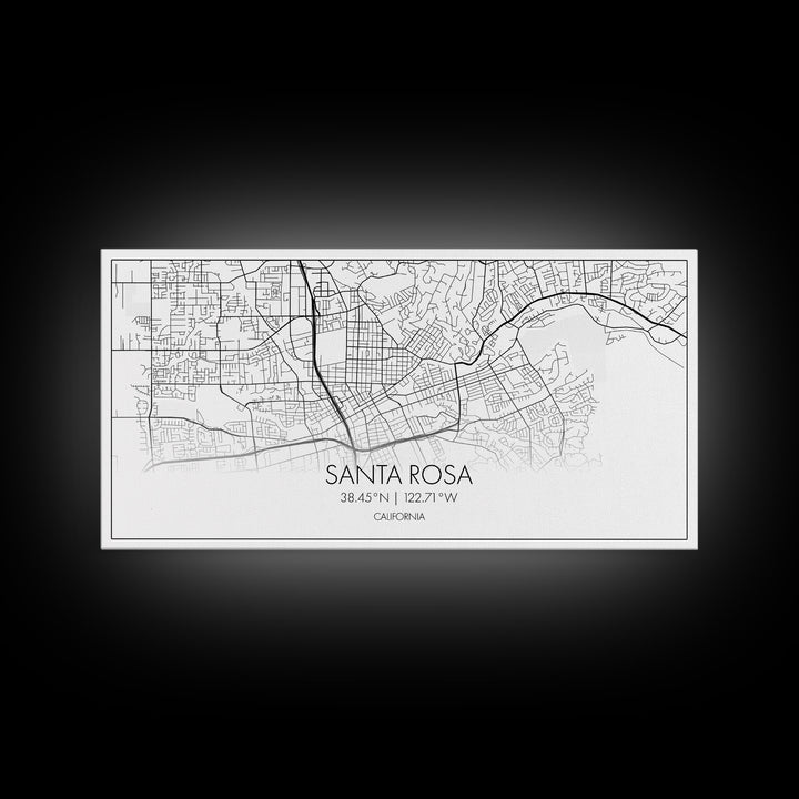 Santa Rosa City Map, California Art, Map Print, Modern Wall Art, Wall Art, Canvas Art, Modern House Art, Bedroom Prints, Nerdy Home Décor