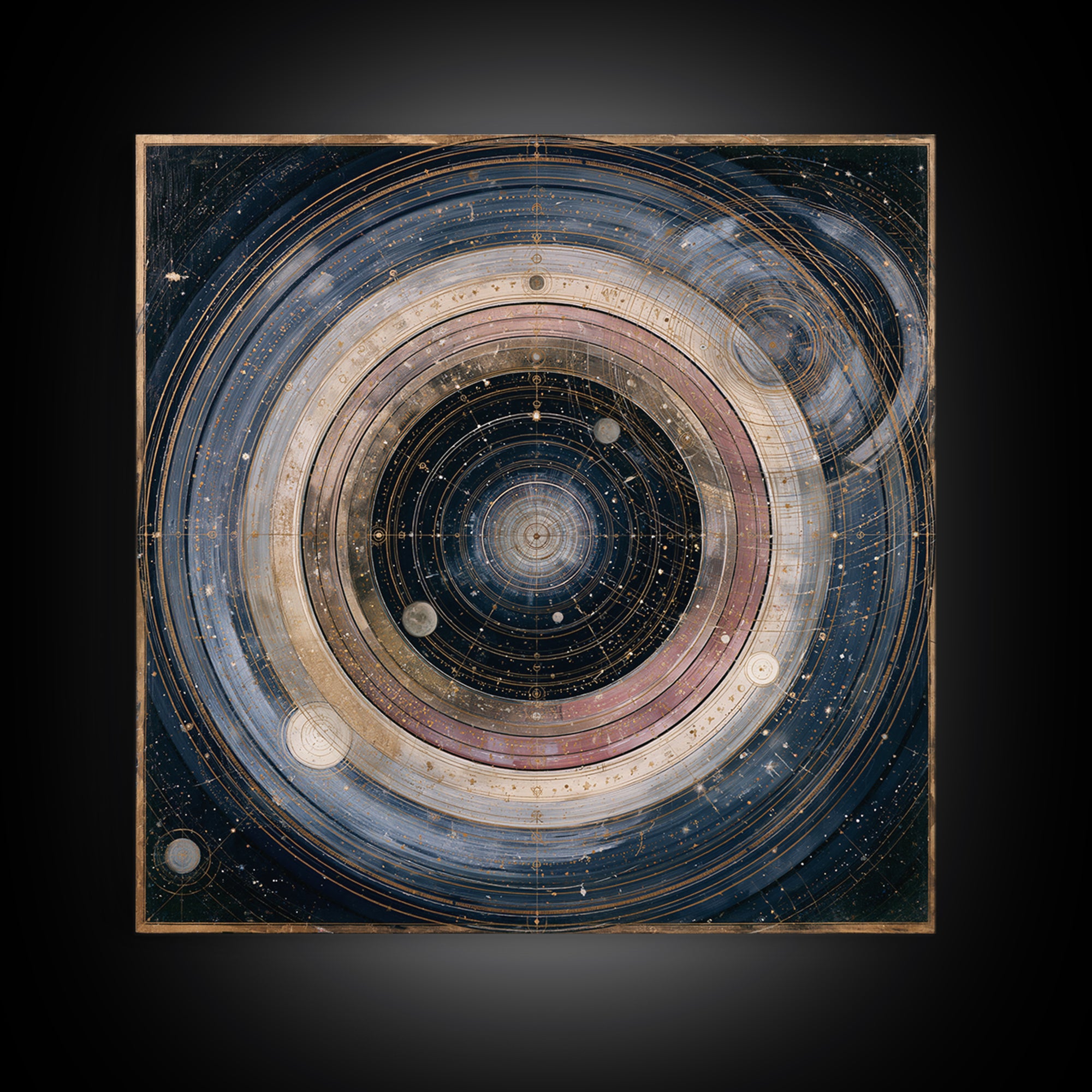 Planetary Rings Made of Ice and Light Framed Canvas Print, Space Art, Minimalist Wall Art, Spa Decor, Abstract Art, Serenity, SAR-1x1-42