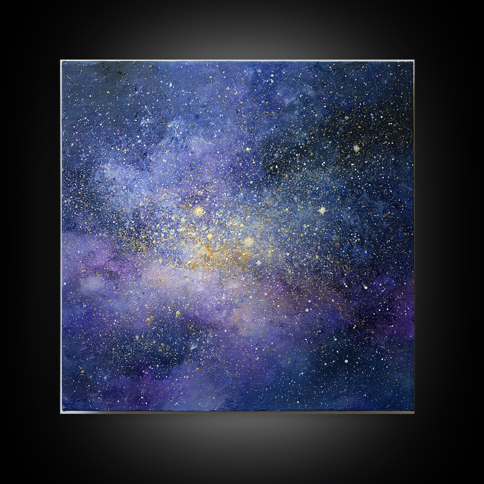 Distant Star Cluster Framed Canvas Print, Space Art, Digital Art, Spa Decor, Serenity, Modern Wall Art, Living Room Wall Art, SAR-1x1-44