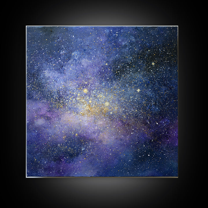 Distant Star Cluster Framed Canvas Print, Space Art, Digital Art, Spa Decor, Serenity, Modern Wall Art, Living Room Wall Art, SAR-1x1-44