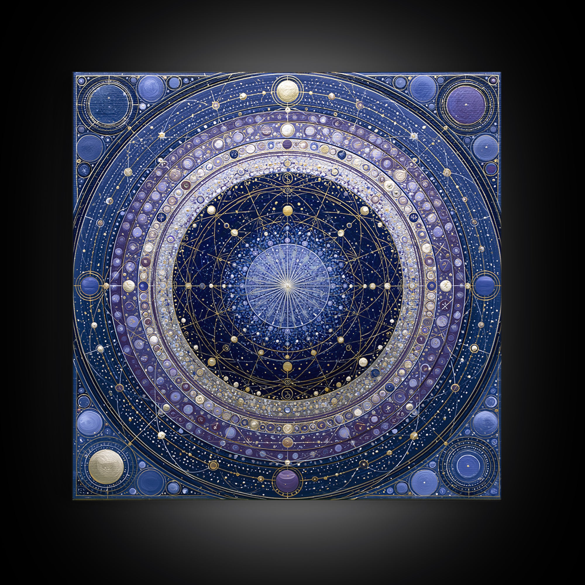 Planetary Rings Made of Ice and Light Canvas Print, Space Art, Boho Decor, Spa Decor, Fine Art, Serenity, Painting, Posters, SAR-1x1-90
