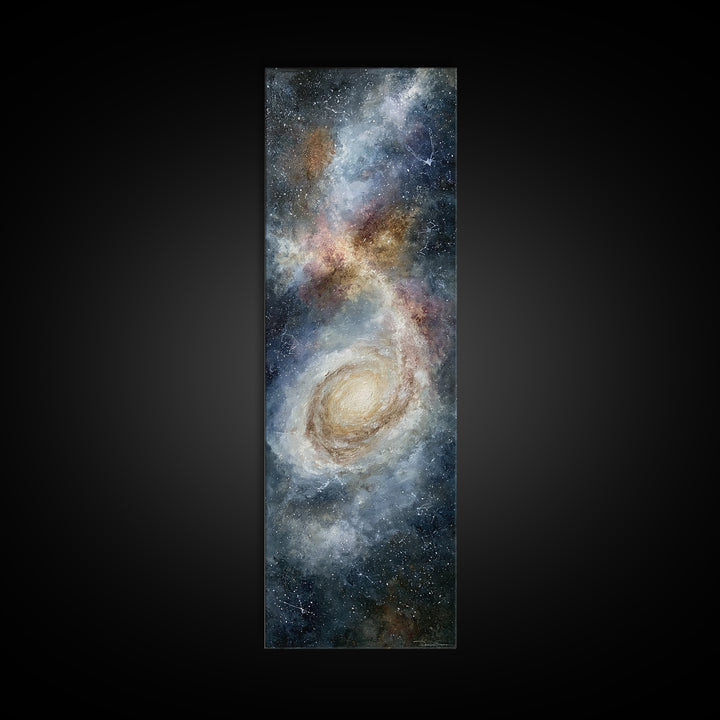 Galaxy Spiral in Jewel Tone Paint Canvas Print, Space Art, Living Room Wall Art, Spa Decor, Oil Painting, Serenity, SAR-1x3-27
