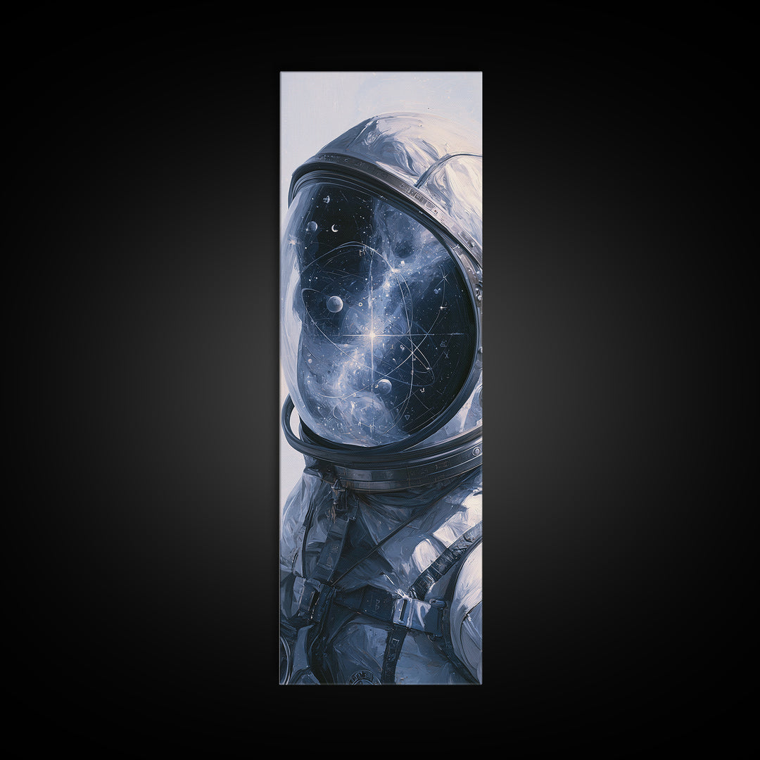 Astronaut Helmet Reflecting a Nebula Framed Canvas Print, Space Art, Canvas Wall Art, Spa Decor, Serenity, Gallery Decor, SAR-1x3-52