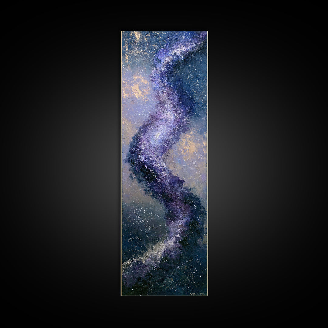 Galaxy Spiral in Jewel Tone Paint Framed Canvas Print, Space Art, Wall Art, Spa Decor, Fine Art, Serenity, Wall Art Prints, SAR-1x3-75